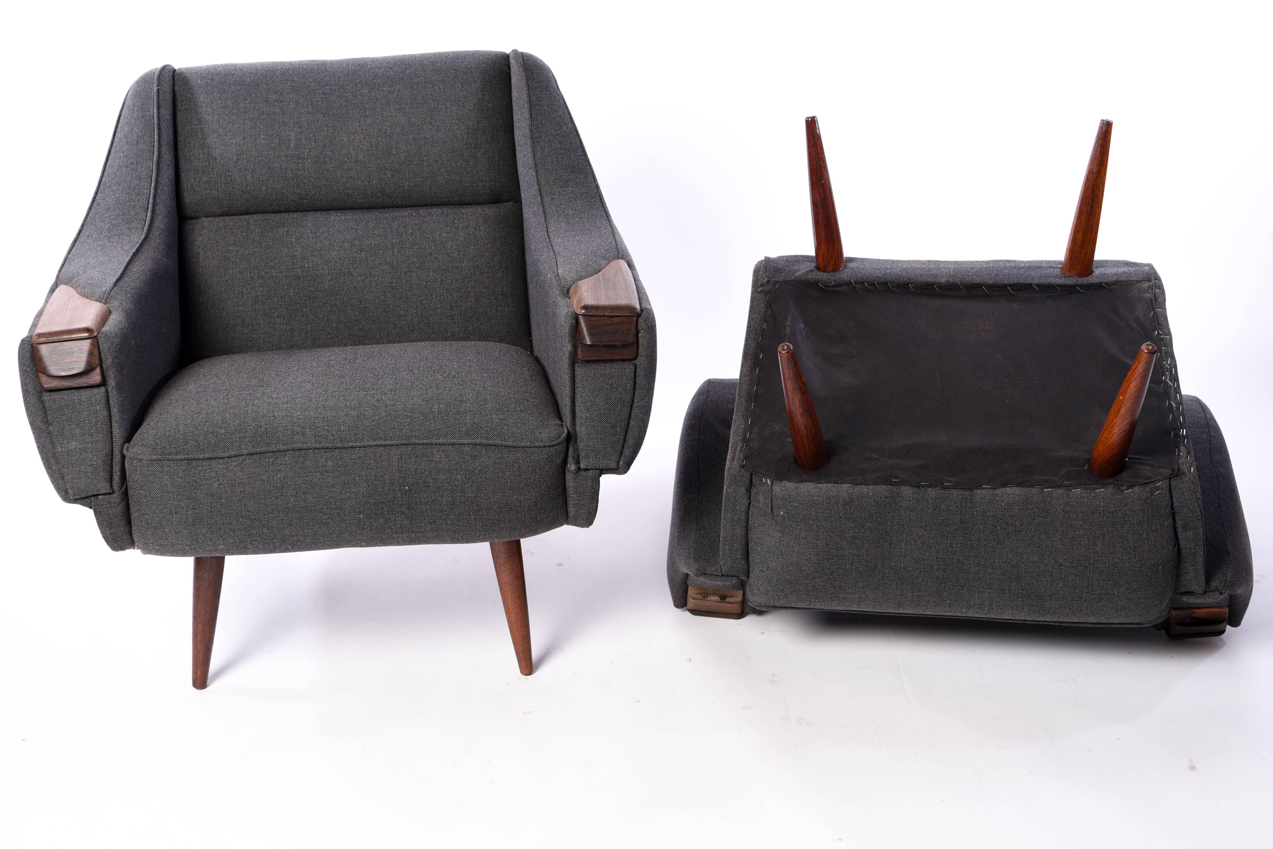 Pair of Rosewood Lounge Chairs by H.W. Klein, 1960s 6