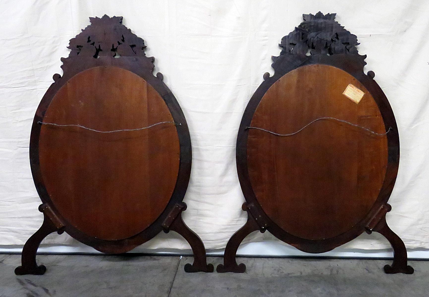 Pair Monumental American Victorian Mirrored Rosewood Marble Top Console Tables 5