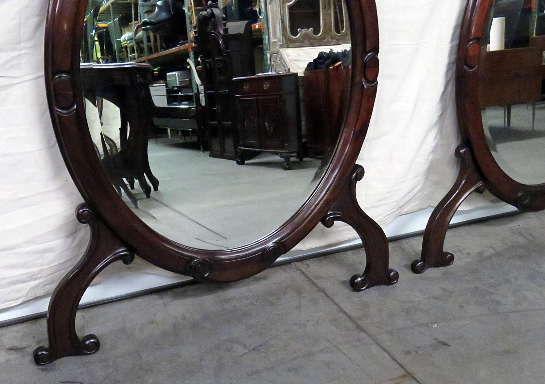 Pair Monumental American Victorian Mirrored Rosewood Marble Top Console Tables 8