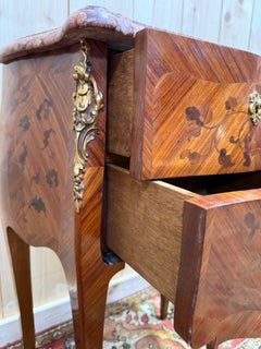 Pair of rosewood marquetry bedside tables Louis XV