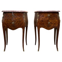 Pair of rosewood marquetry bedside tables Louis XV