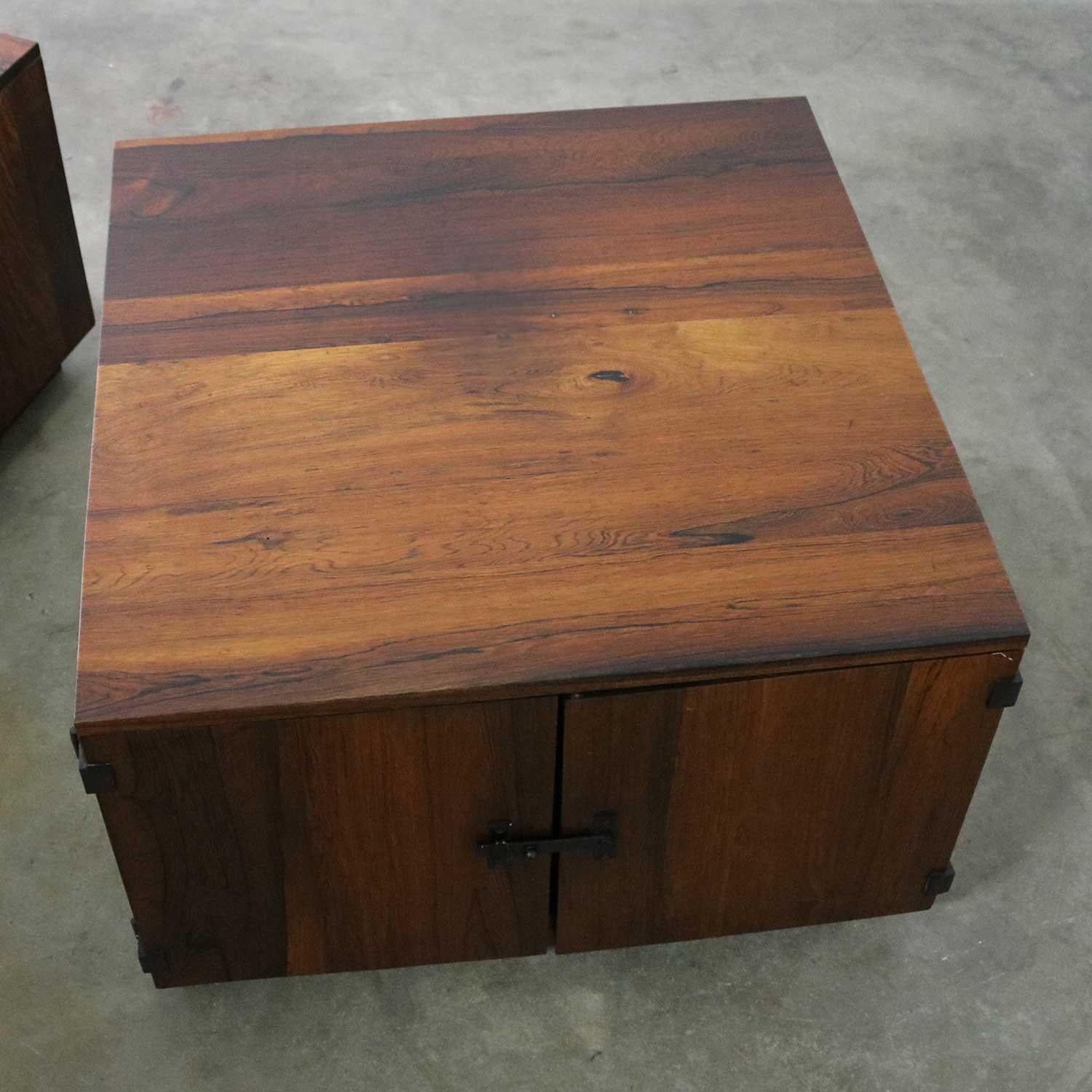 Pair of Rosewood Midcentury Square End Table Cabinets 8