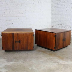 Pair of Rosewood Midcentury Square End Table Cabinets