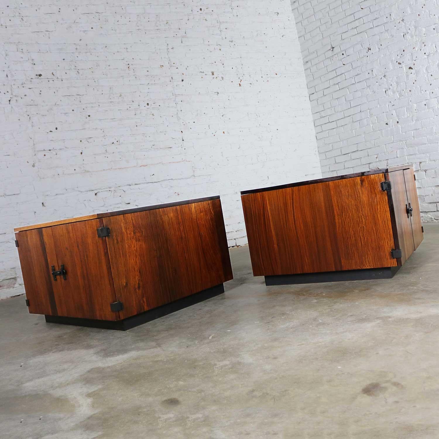 Pair of Rosewood Midcentury Square End Table Cabinets 1
