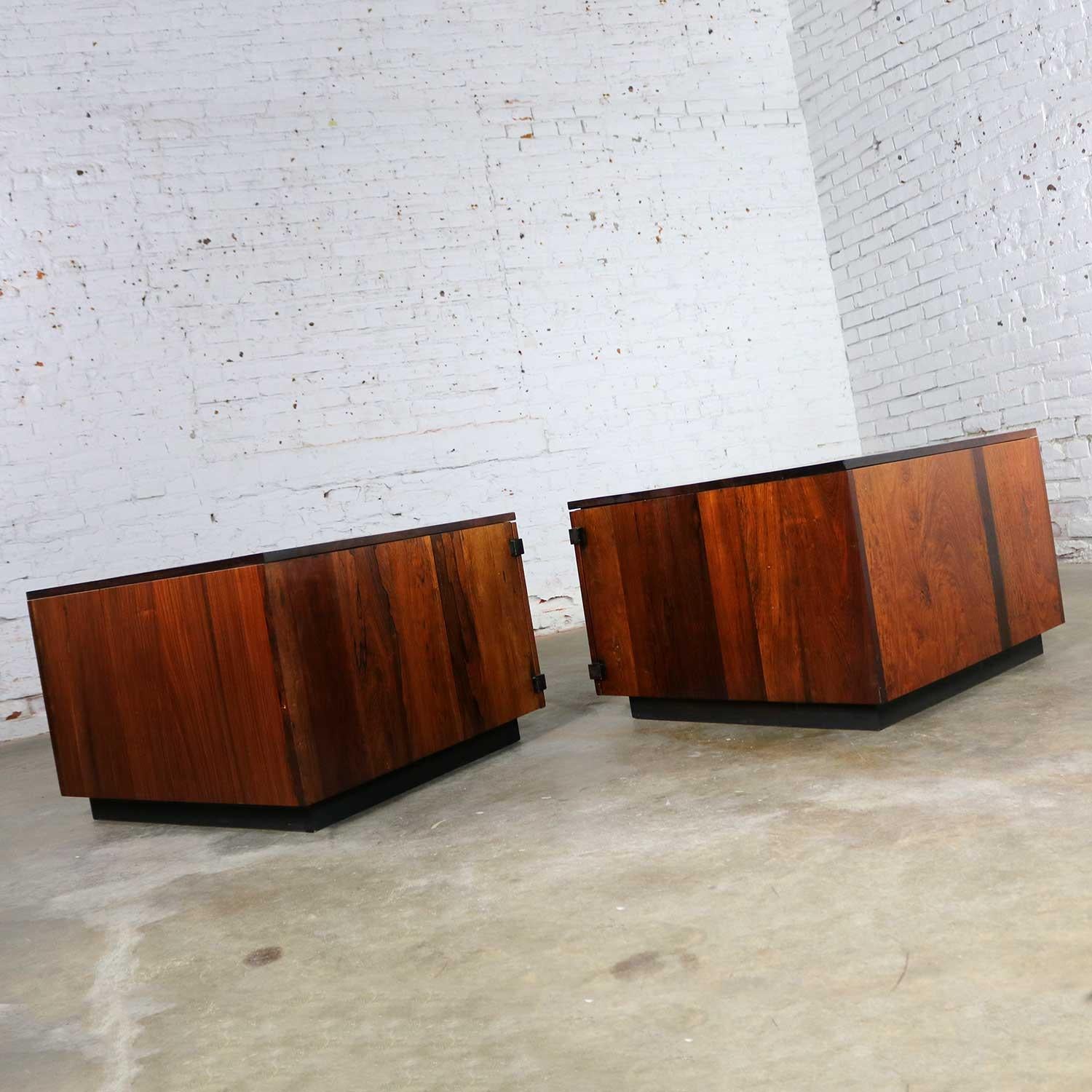 Pair of Rosewood Midcentury Square End Table Cabinets 2