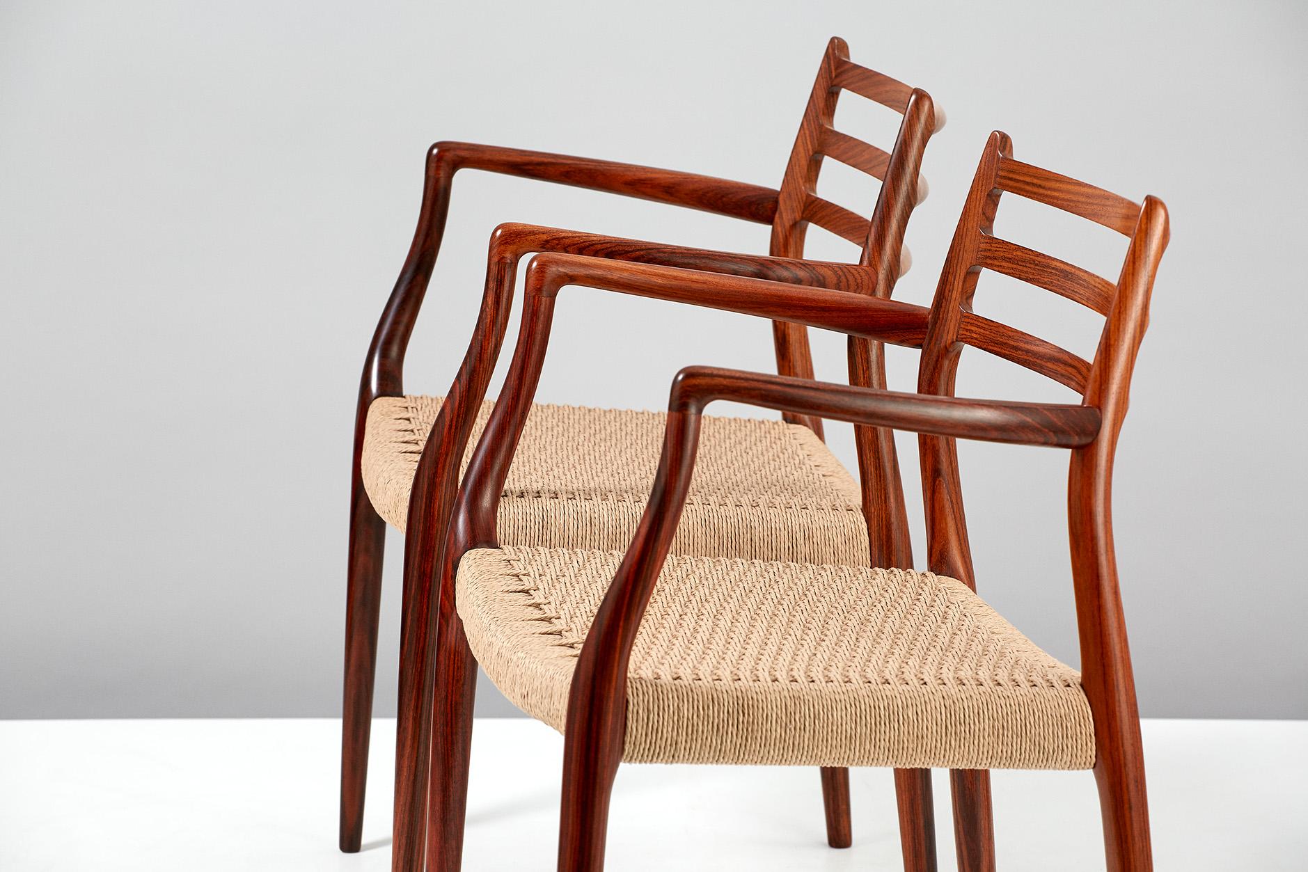 Scandinavian Modern Pair of Rosewood Model 62 Armchairs by Niels Moller, 1962