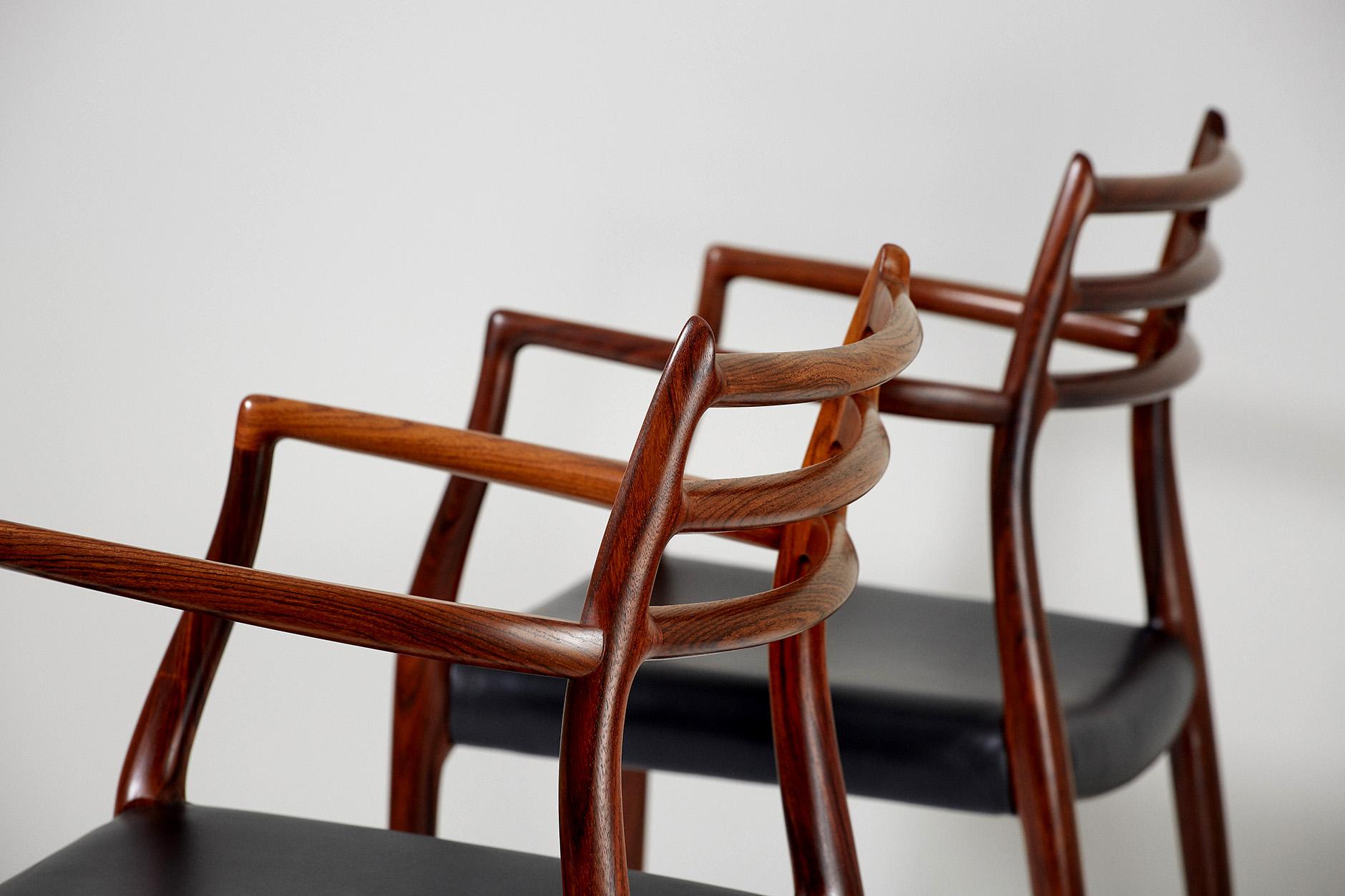 Scandinavian Modern Pair of Rosewood Model 62 Armchairs by Niels Moller, 1962 For Sale