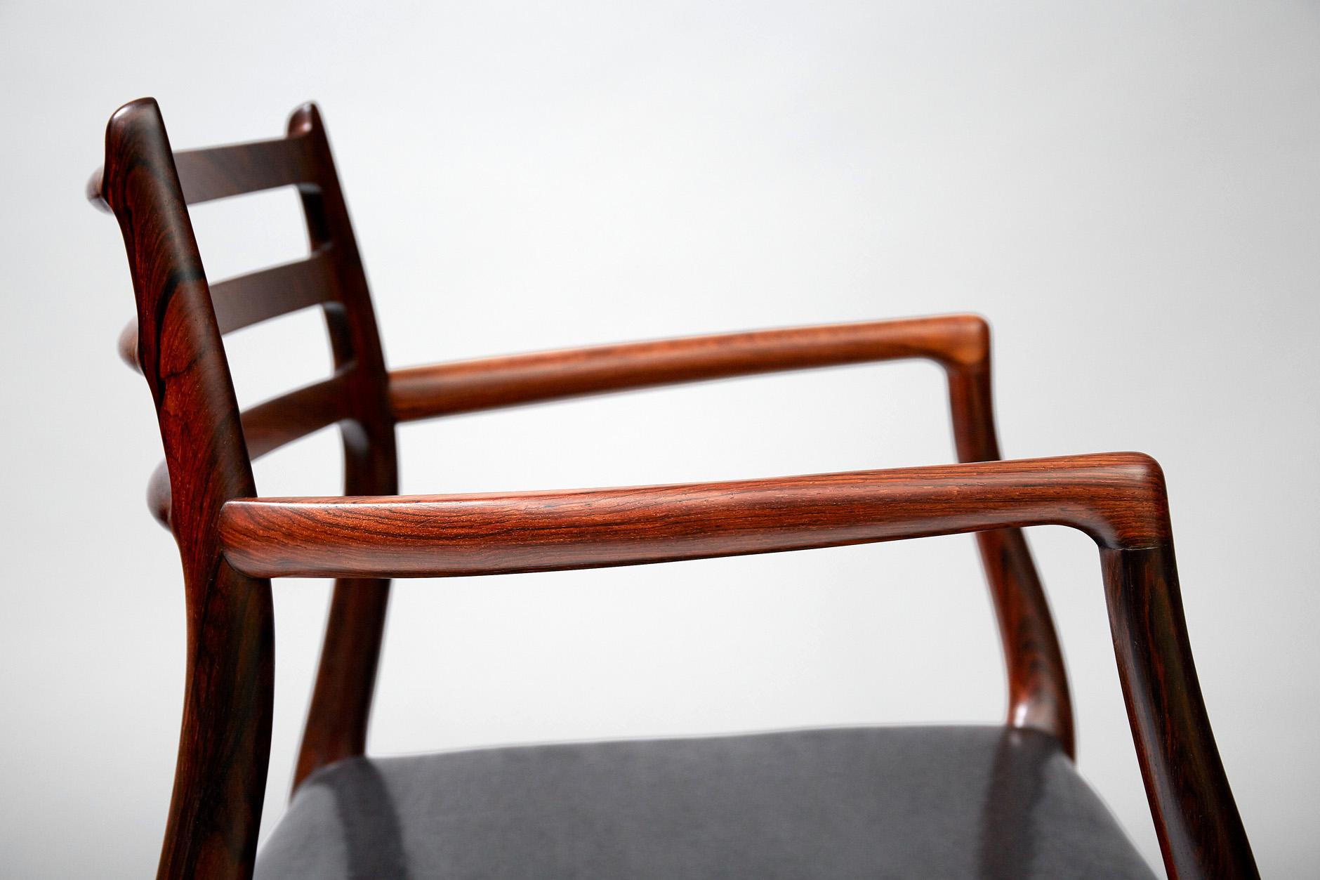 Mid-20th Century Pair of Rosewood Model 62 Armchairs by Niels Moller, 1962 For Sale