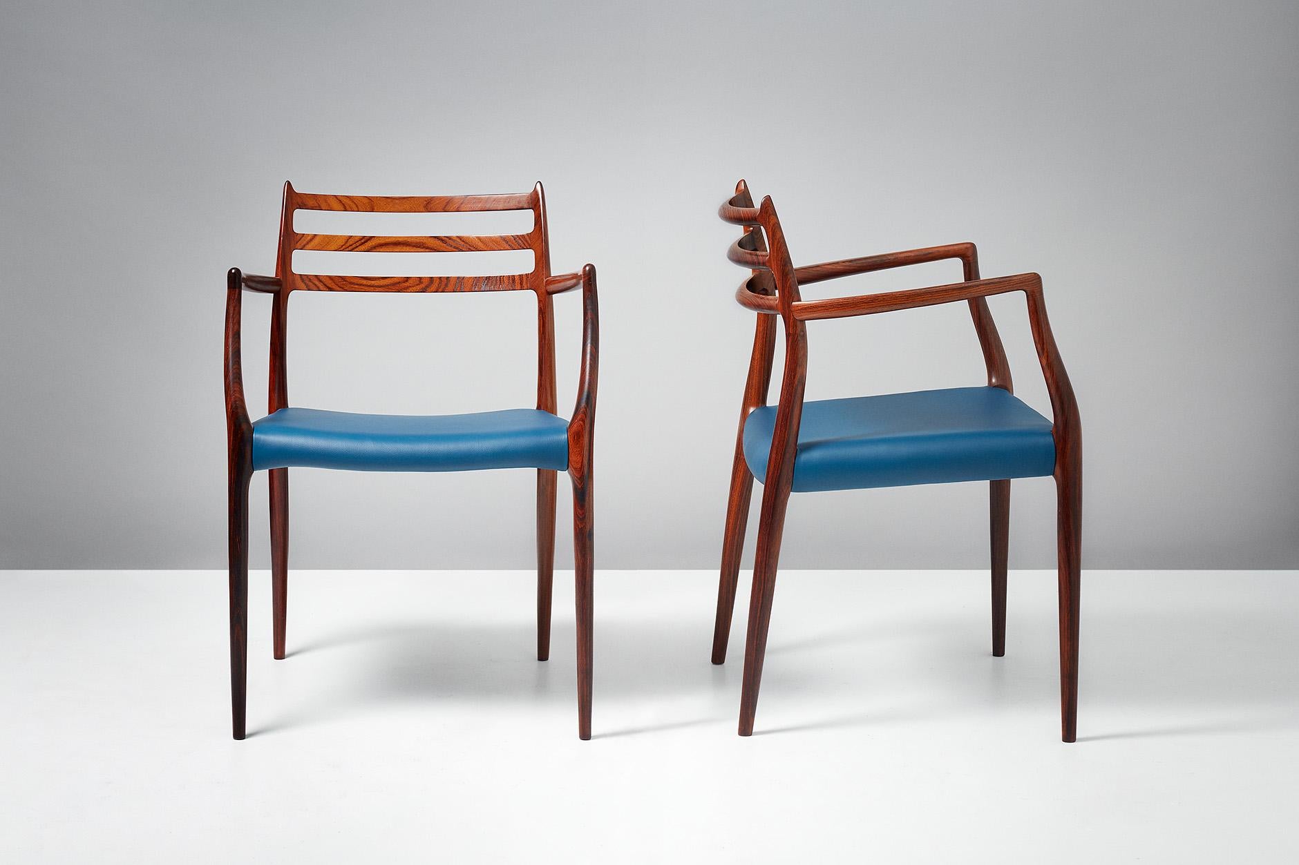 Paar Rosenholz-Sessel, Modell 62, von Niels Moller, 1962 (Mitte des 20. Jahrhunderts) im Angebot