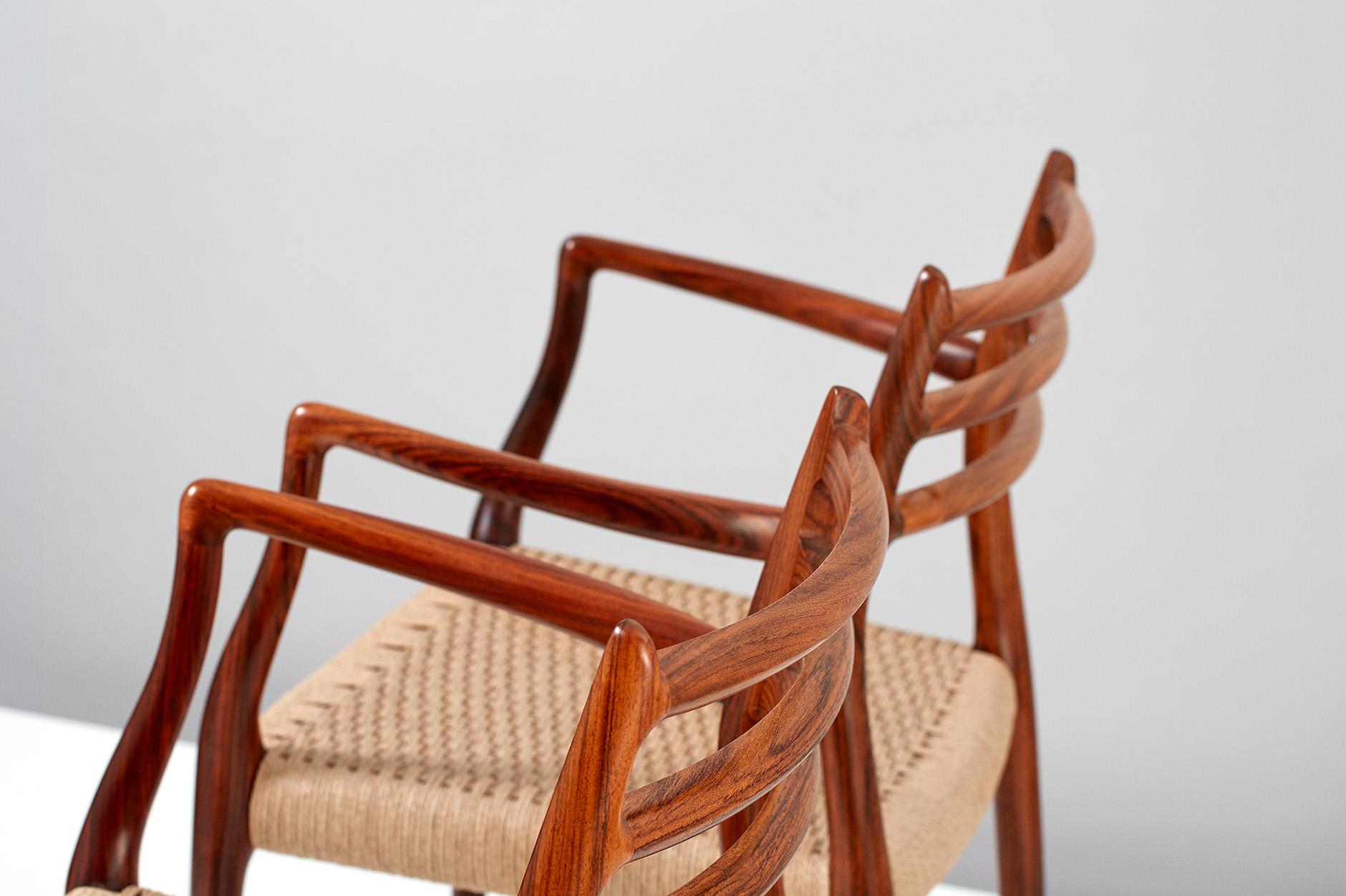 Mid-20th Century Pair of Rosewood Model 62 Armchairs by Niels Moller, 1962