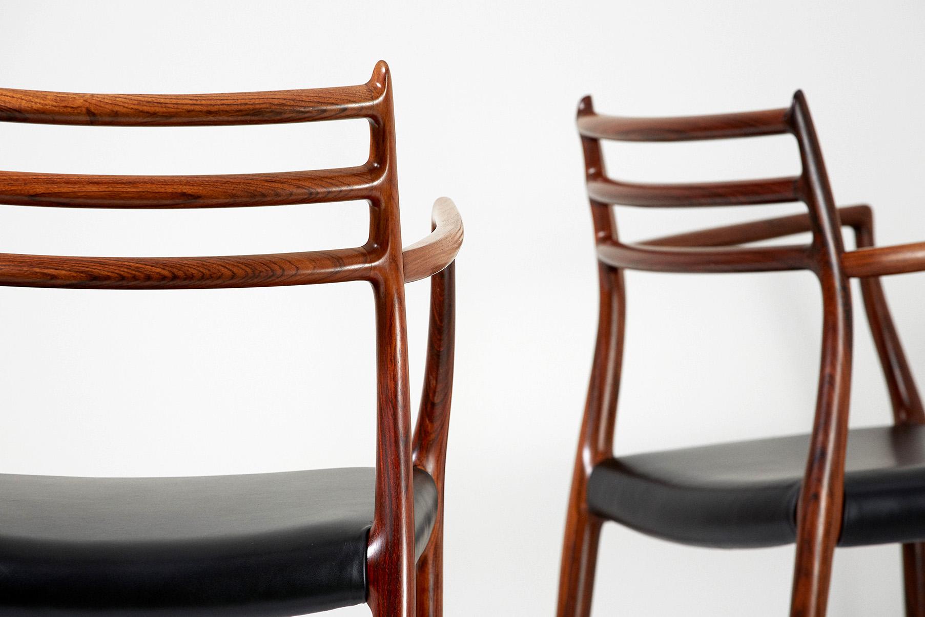 Mid-20th Century Pair of Rosewood Model 62 Armchairs by Niels Moller, 1962 For Sale
