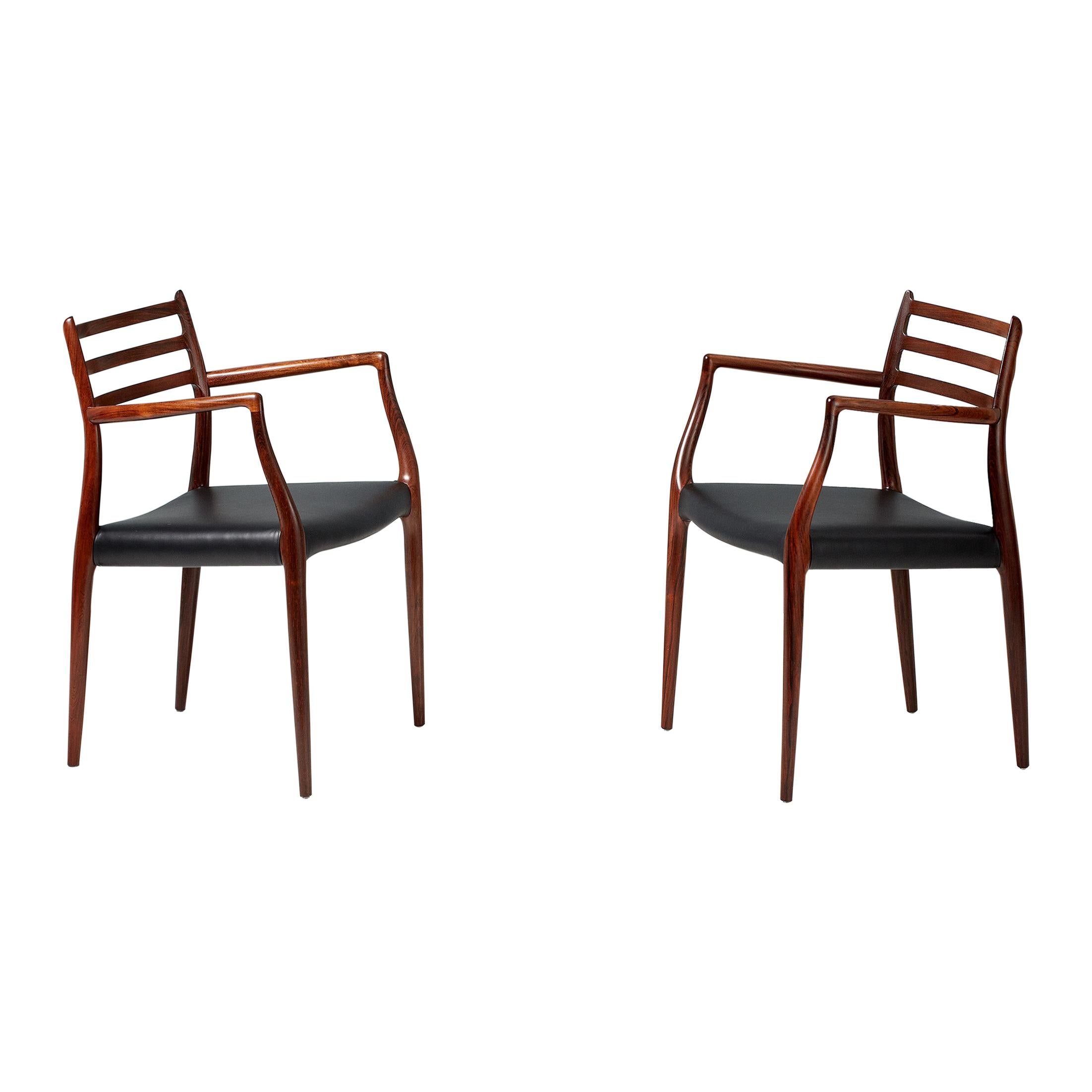 Pair of Rosewood Model 62 Armchairs by Niels Moller, 1962