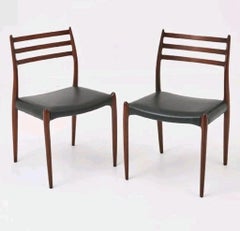 Paar Niels Otto Moller Esszimmerstühle aus Rosenholz Model No. 78 Mid Century Modern