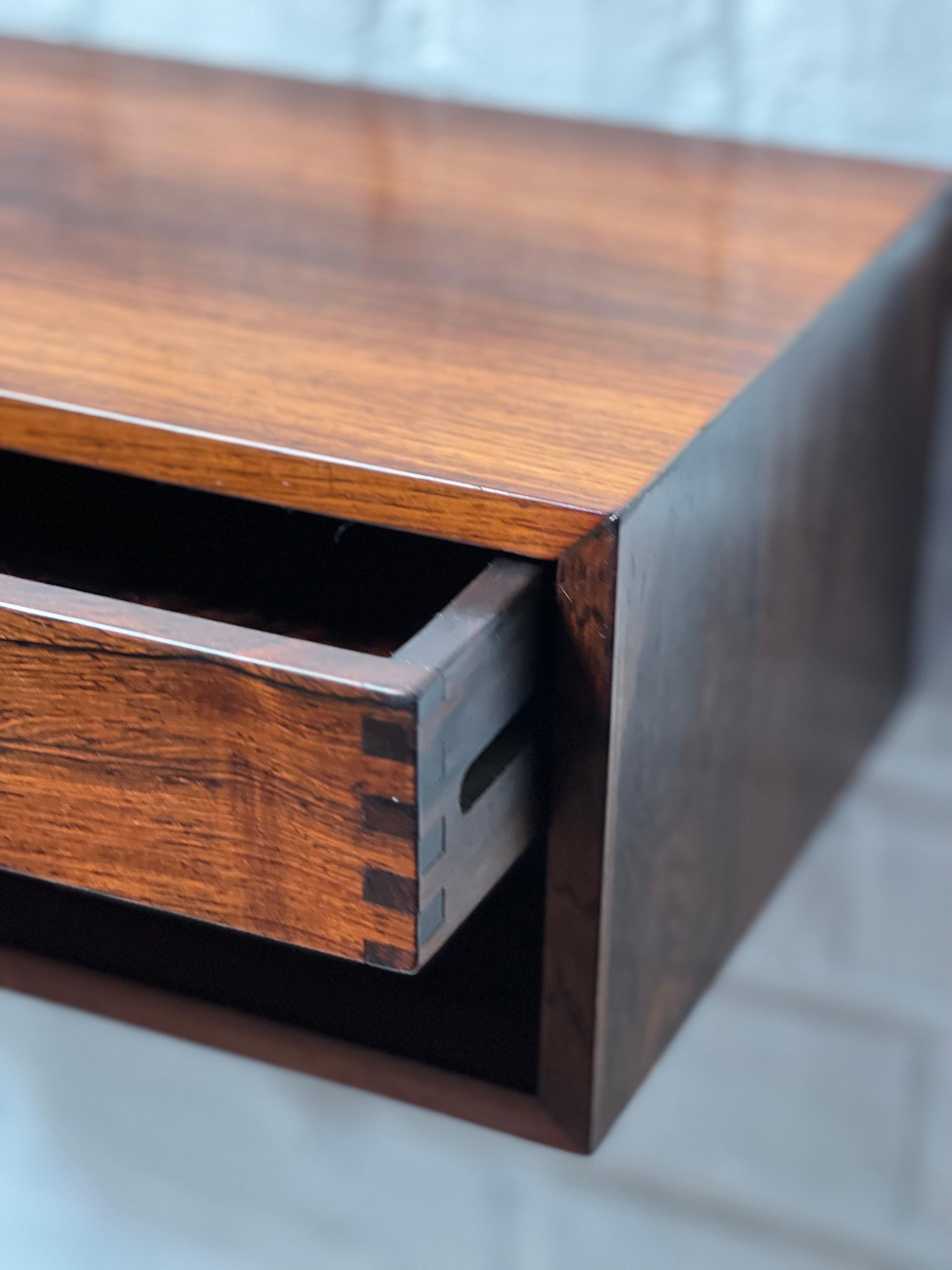 Pair of Rosewood Nightstands by Arch. Kai Kristiansen, Denmark 1950s, Rare For Sale 3