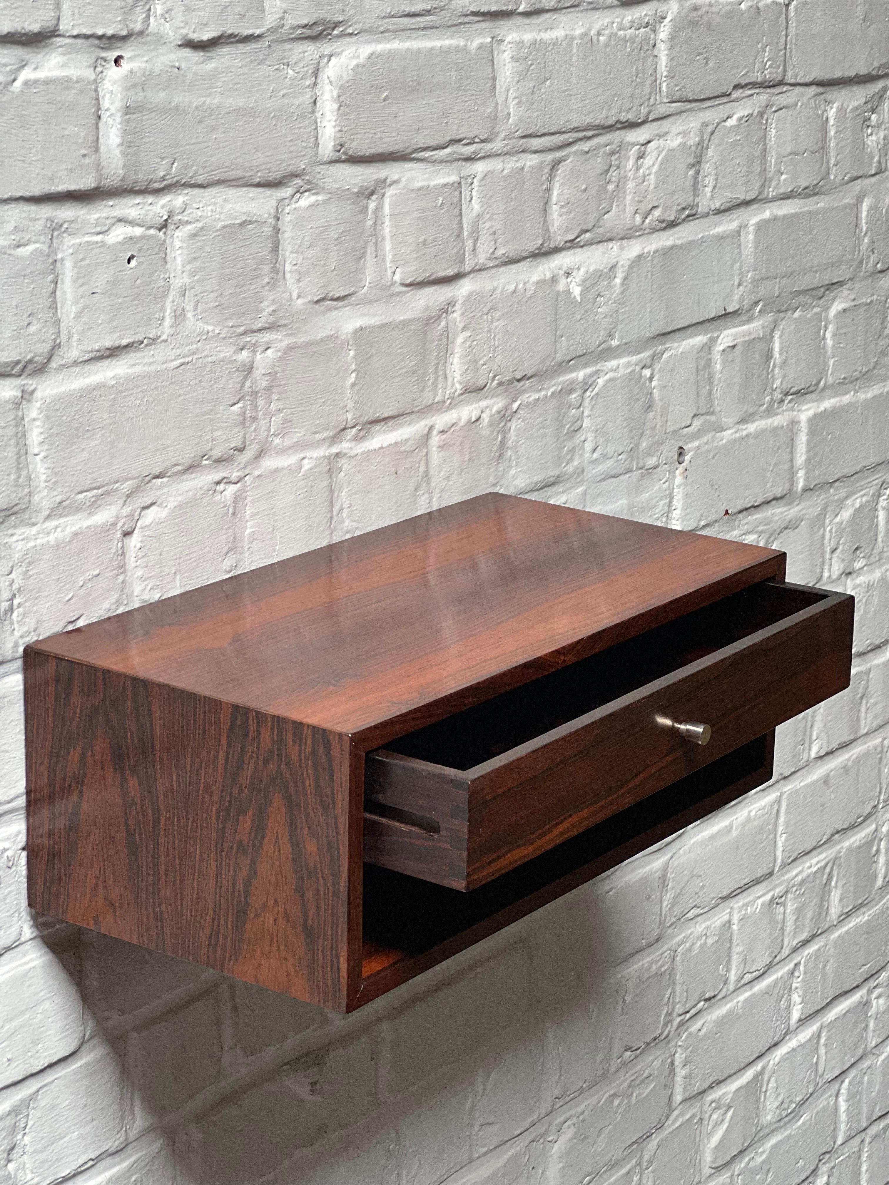 Hand-Crafted Pair of Rosewood Nightstands by Arch. Kai Kristiansen, Denmark 1950s, Rare For Sale