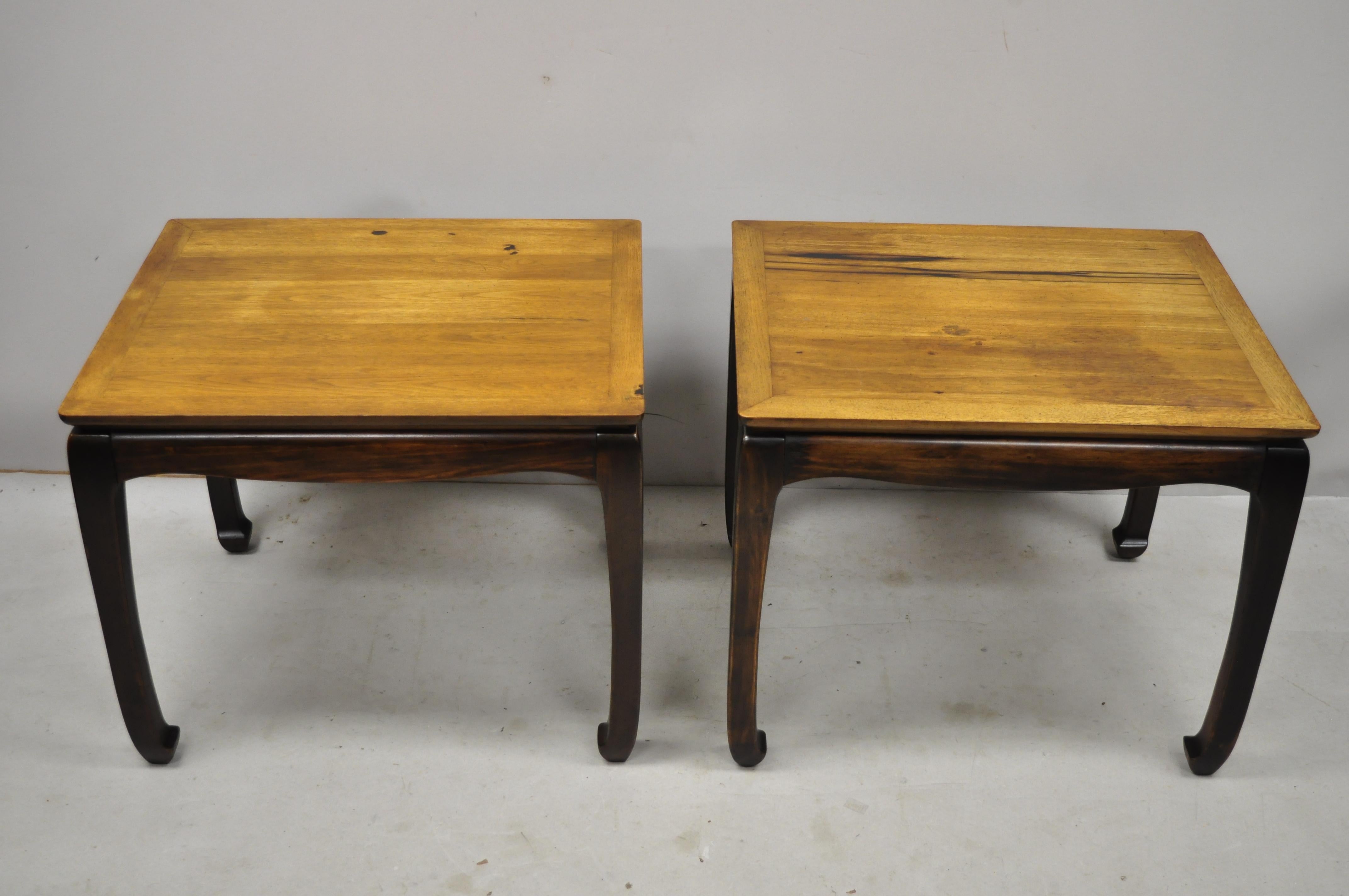 Pair of Rosewood Oriental Chinoiserie Ming Style Lamp Side Tables by Lane 6