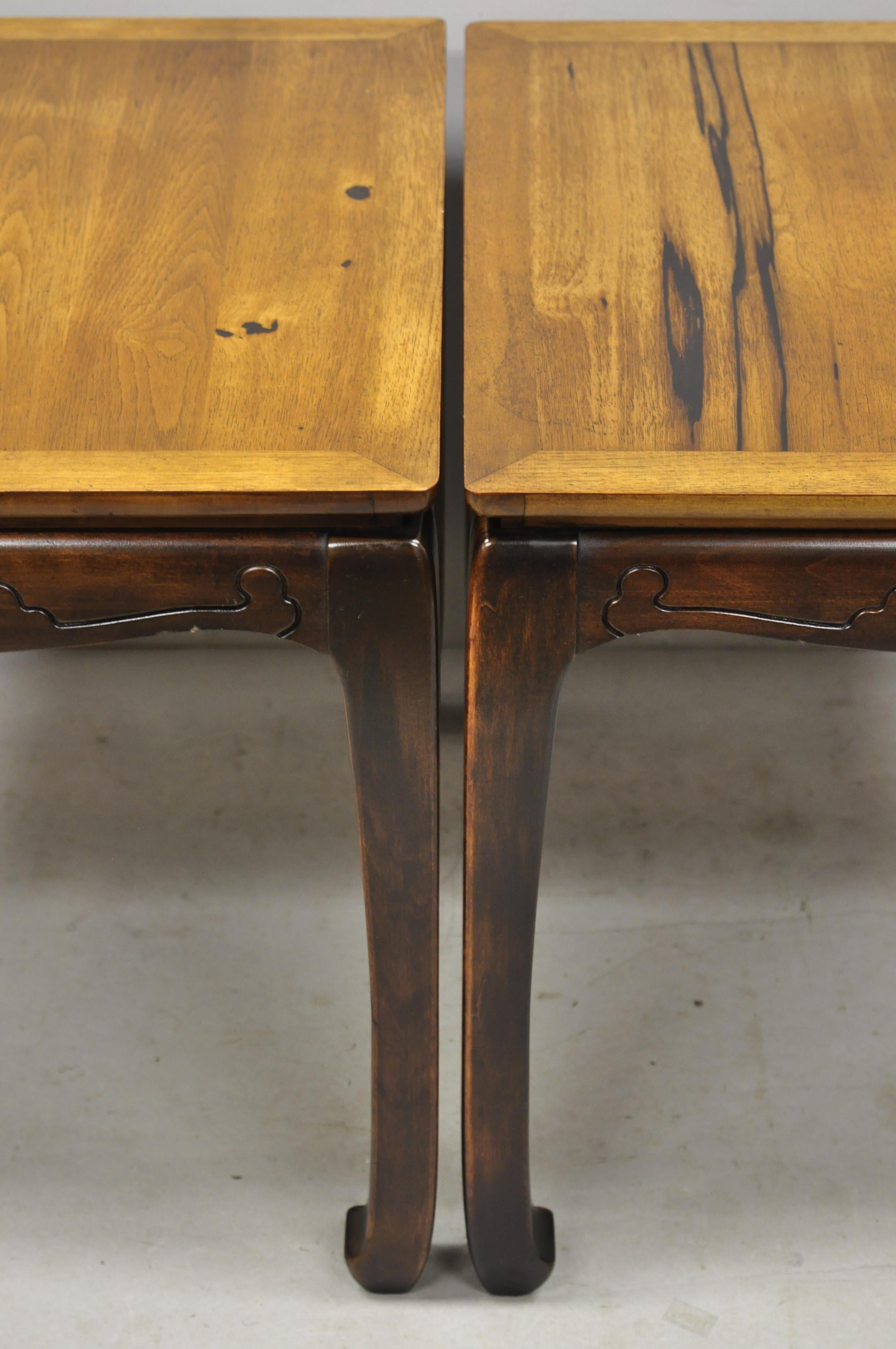 Pair of Rosewood Oriental Chinoiserie Ming Style Lamp Side Tables by Lane 2