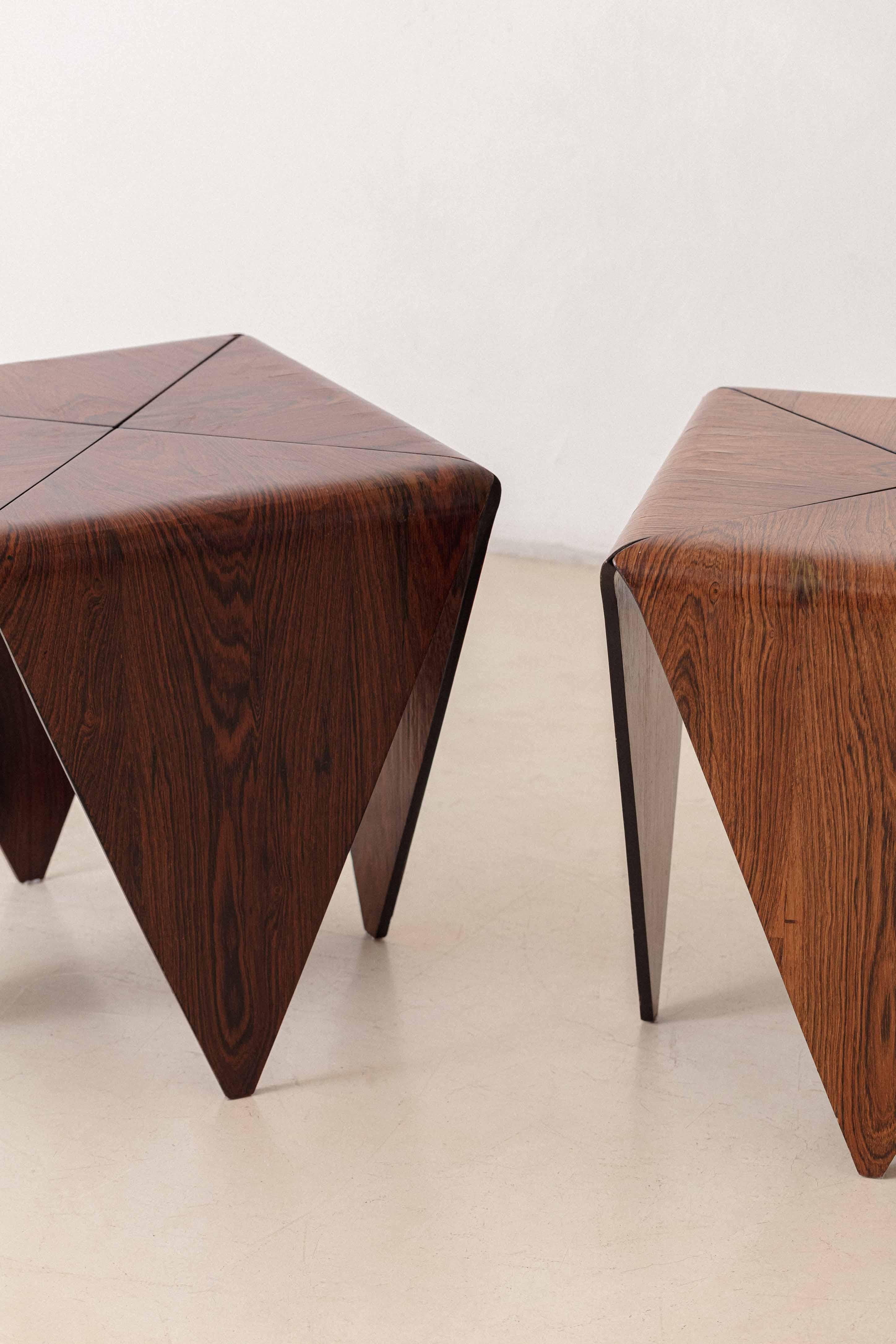 Mid-Century Modern Pair of Rosewood Petalas Side Table Jorge Zalszupin Midcentury Brazil circa 1959