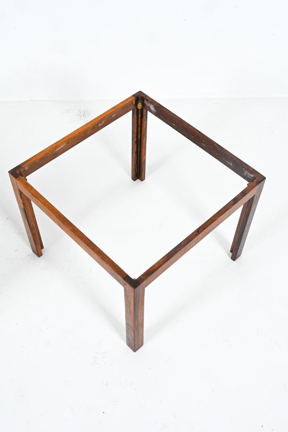 Pair of Rosewood & Pink Marble End Tables Attributed to Svend Langkilde, Denmark For Sale 5