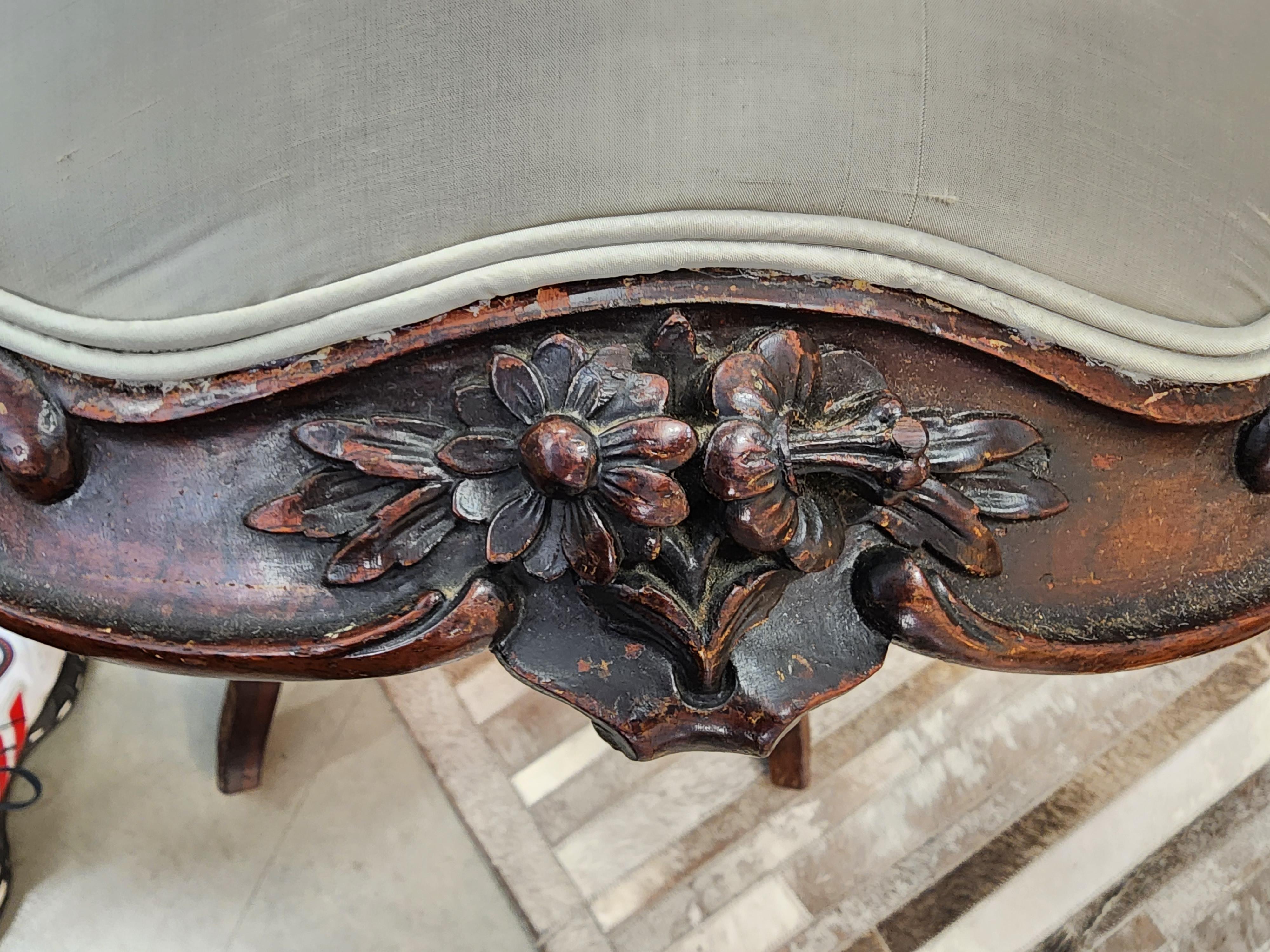 Rosewood Rococo Revival Slipper Chairs France A Pair  For Sale 1