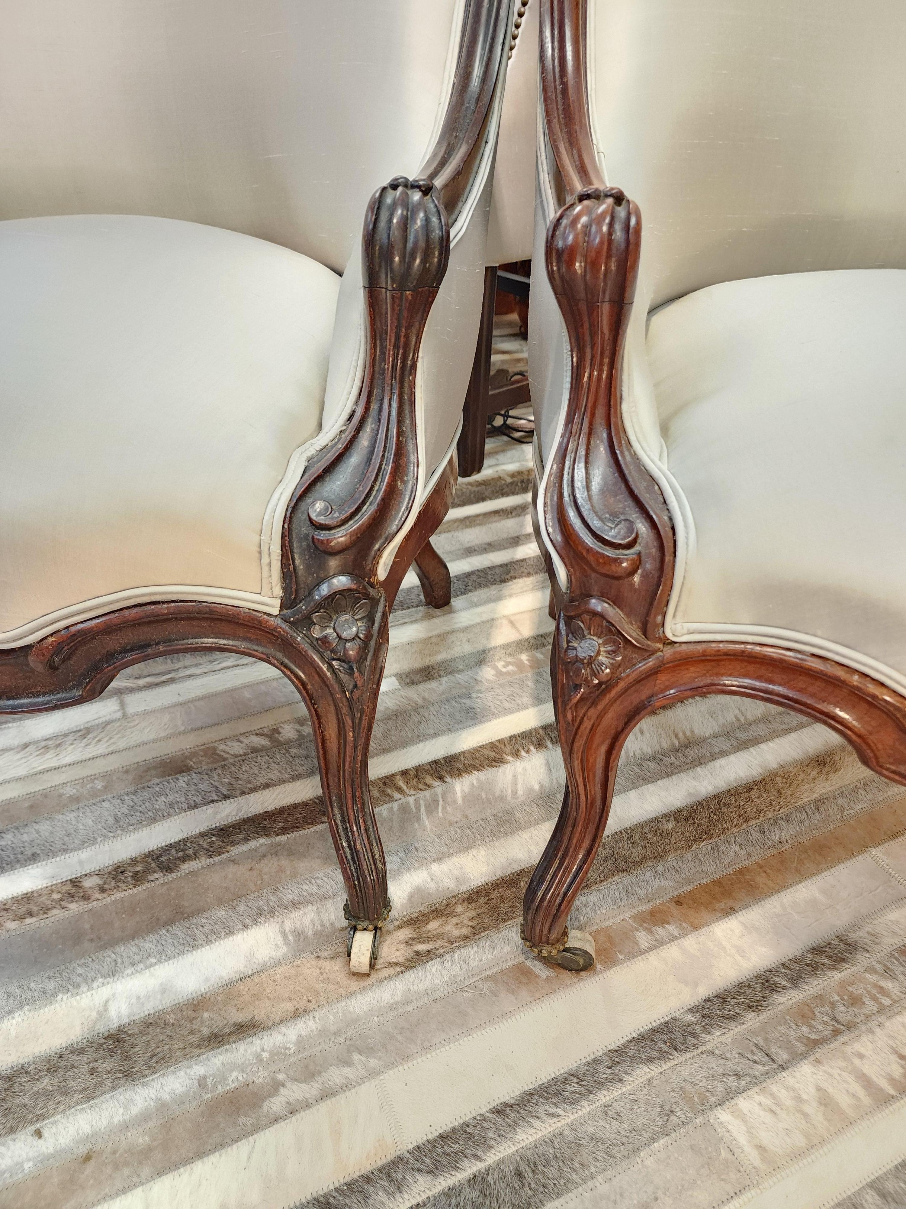 Rosewood Rococo Revival Slipper Chairs France A Pair  For Sale 6