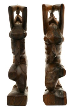 Pair of Rosewood Sculptures, Indonesia, Mid-20th Century