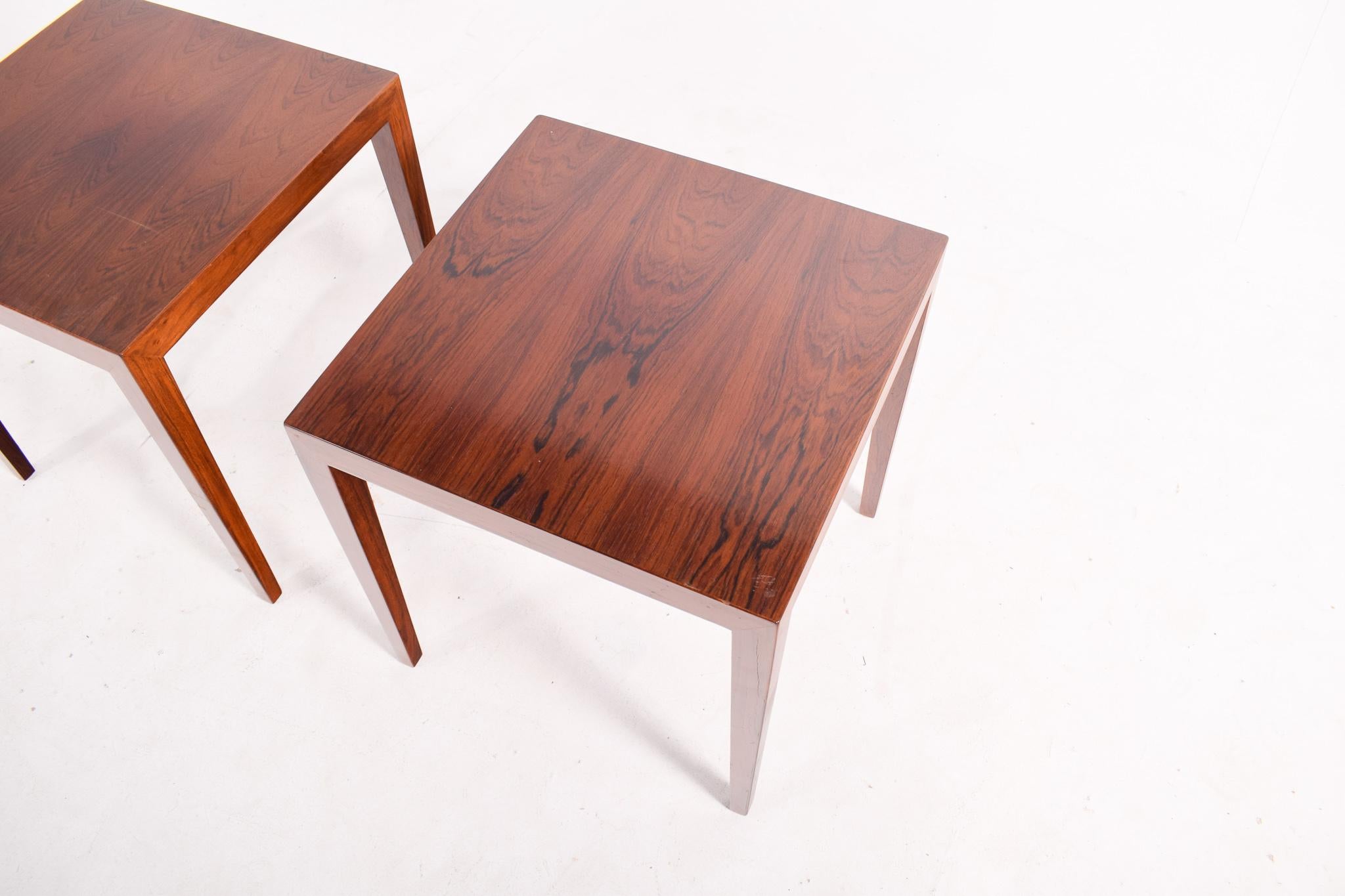 Danish Pair of Rosewood Side Tables by Severin Hansen for Haslev, Denmark