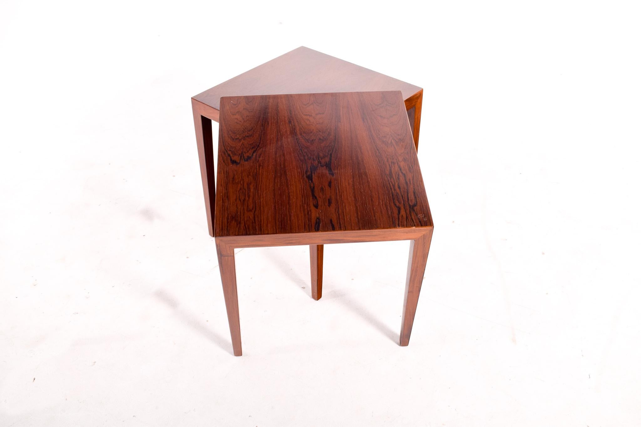 Pair of Rosewood Side Tables by Severin Hansen for Haslev, Denmark In Good Condition In Lisboa, Lisboa