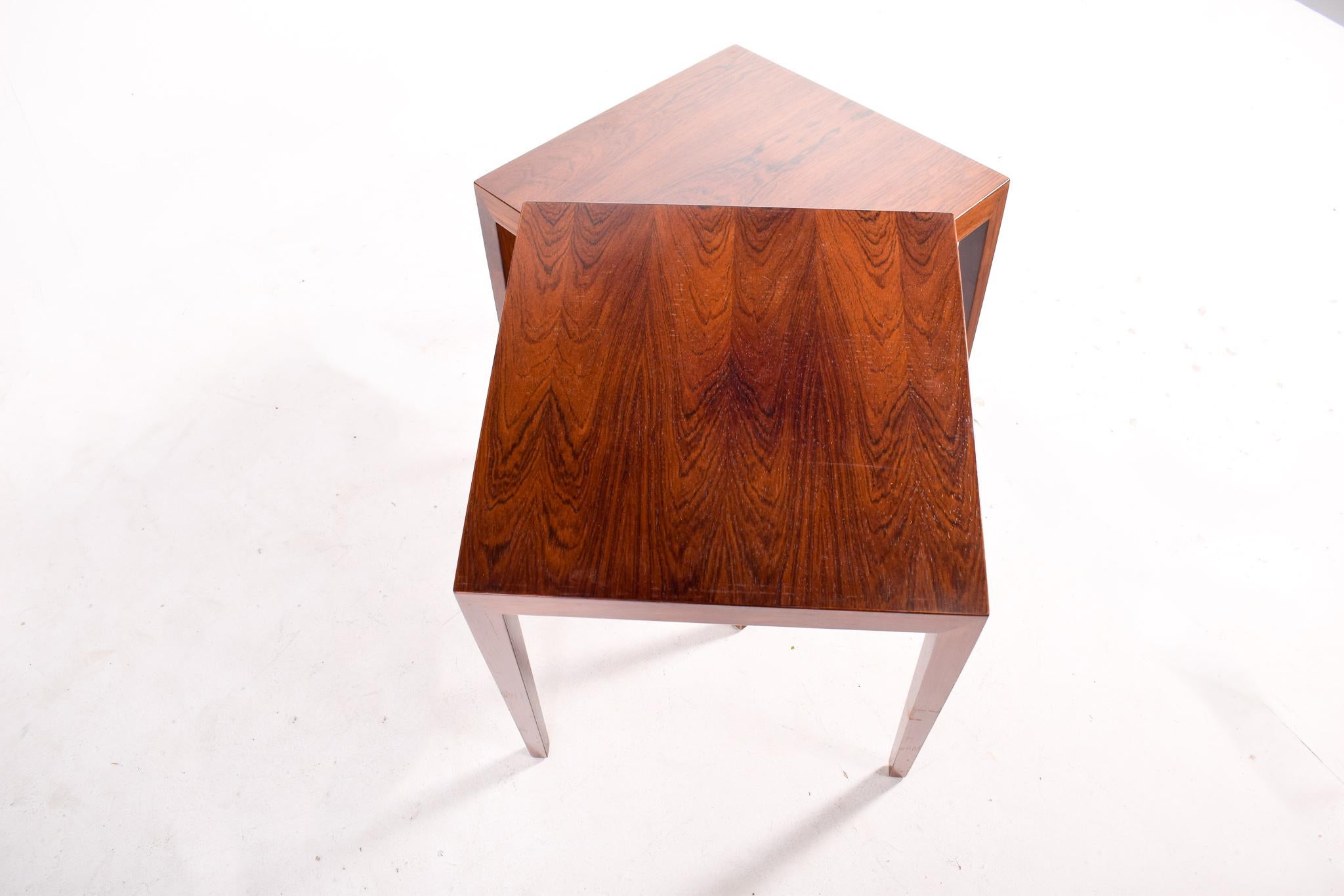 Pair of Rosewood Side Tables by Severin Hansen for Haslev, Denmark 1