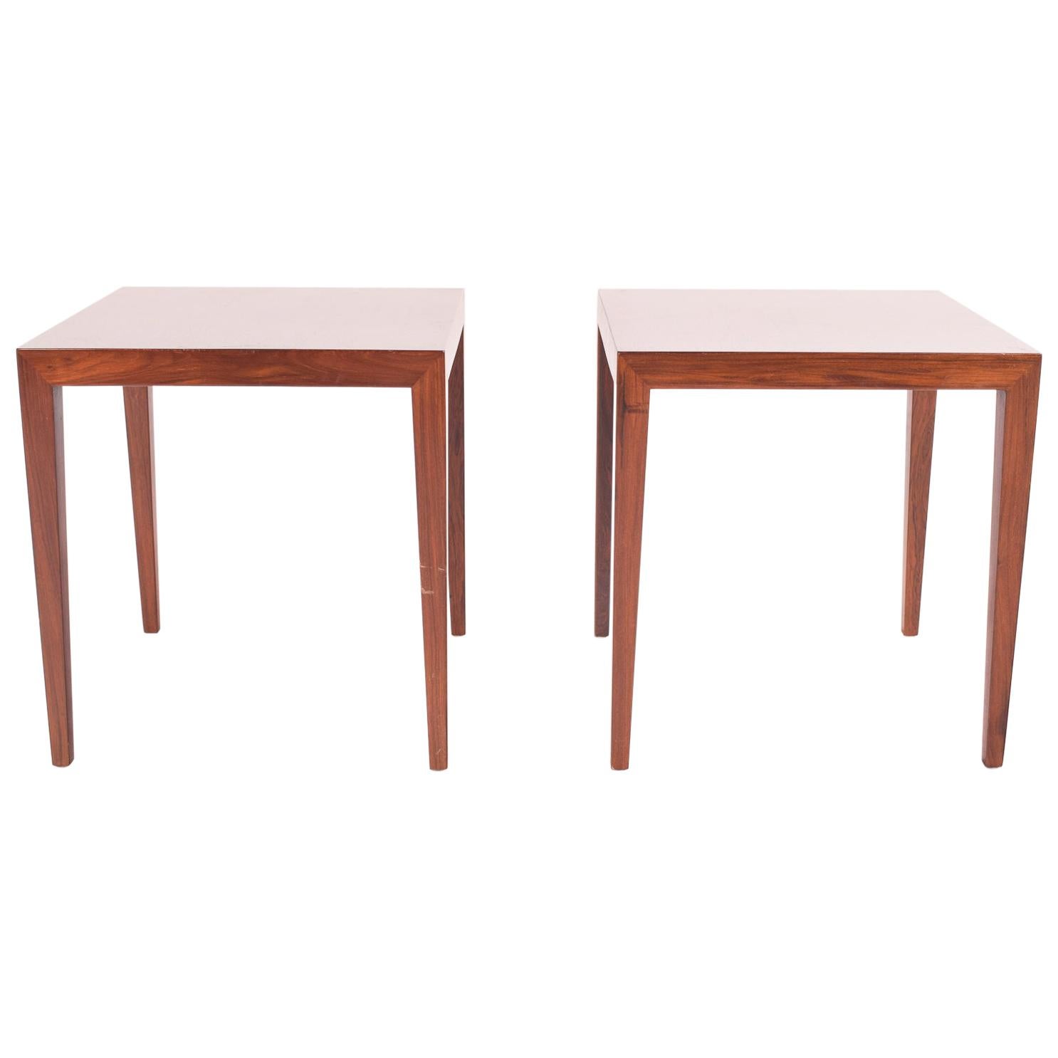 Pair of Rosewood Side Tables by Severin Hansen for Haslev, Denmark