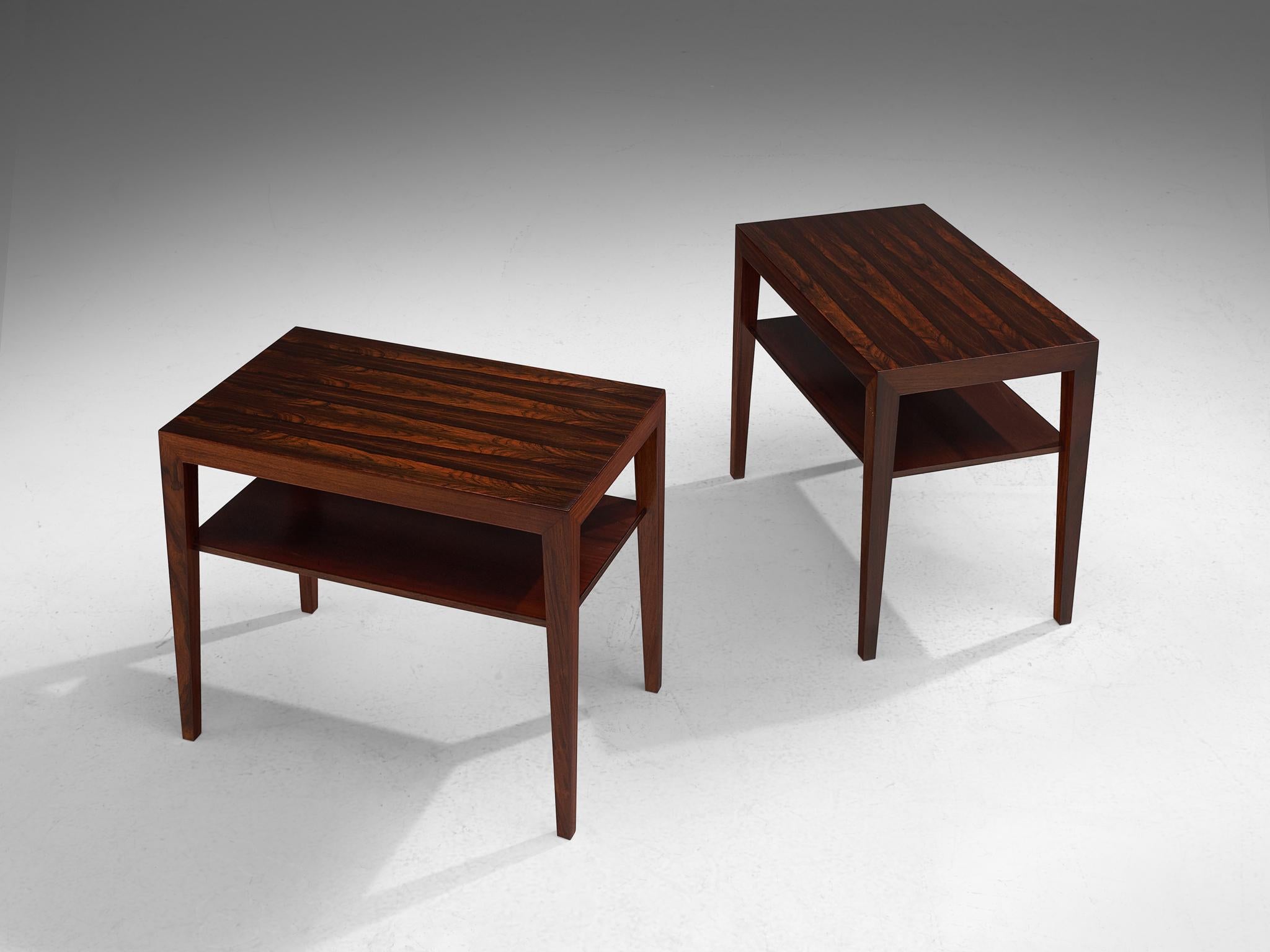 Scandinavian Modern Pair of Rosewood Side Tables by Severin Hansen