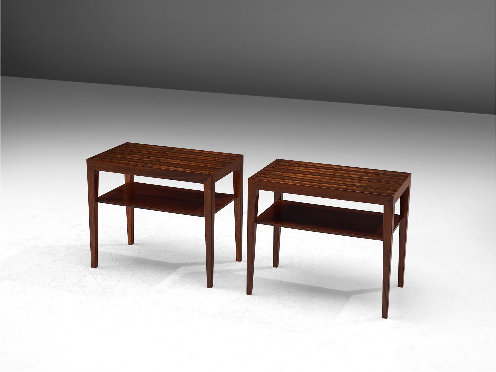 Danish Pair of Rosewood Side Tables by Severin Hansen