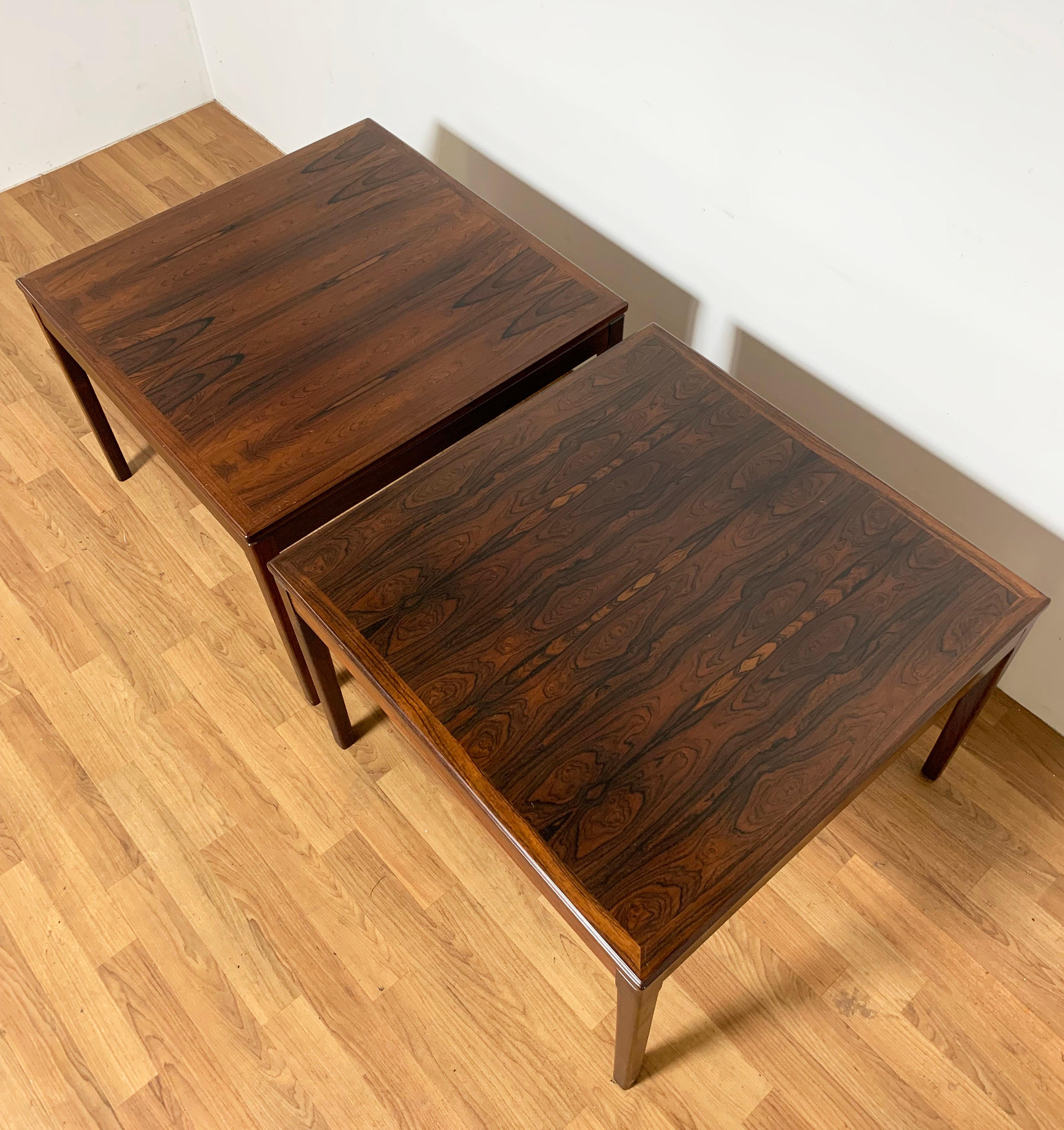 Pair of Rosewood Side Tables, Made in Norway, Circa 1970s For Sale 2