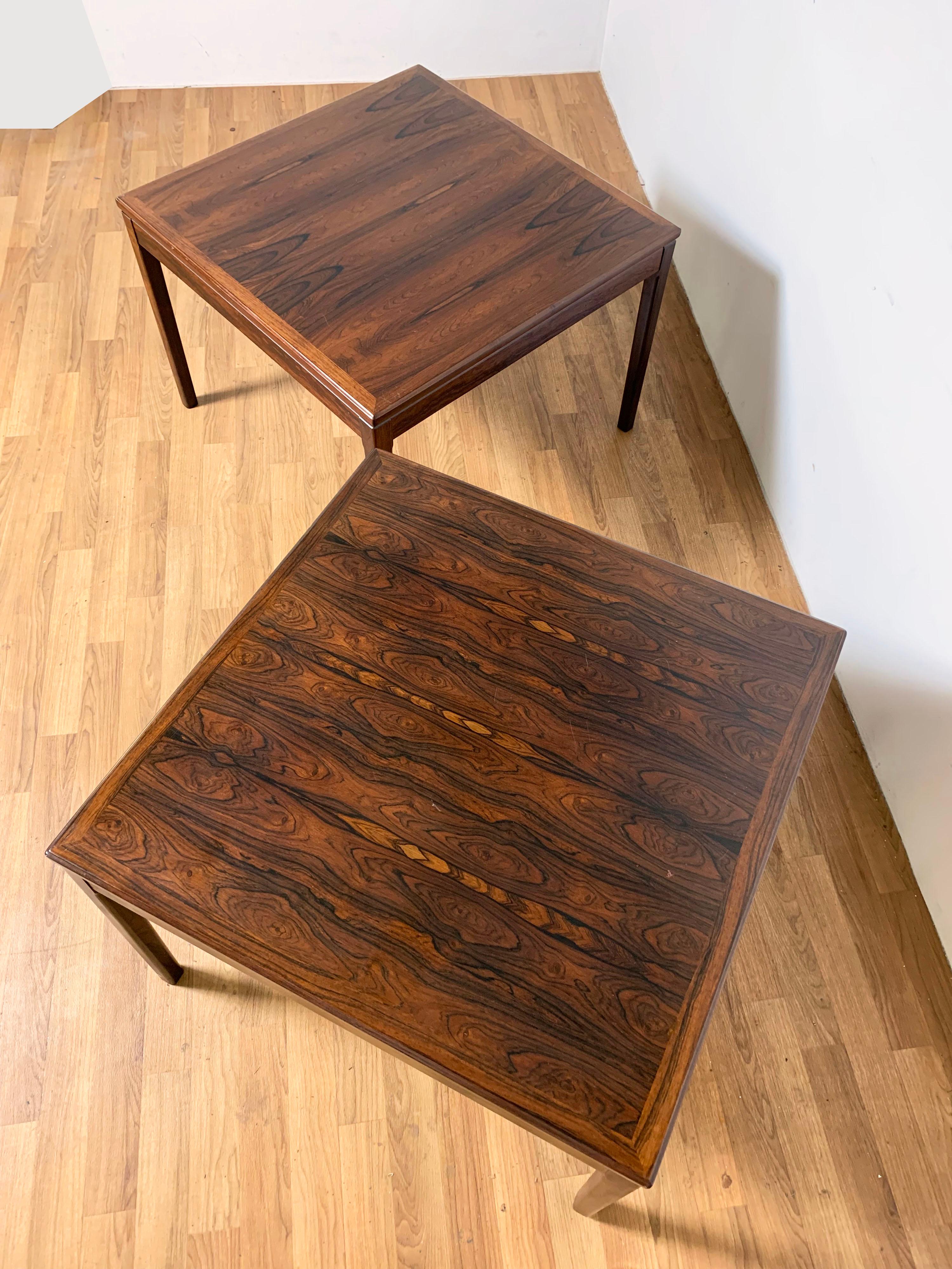 Pair of side tables in rosewood, made in Norway circa 1970s by Sunn Expo Ltd.