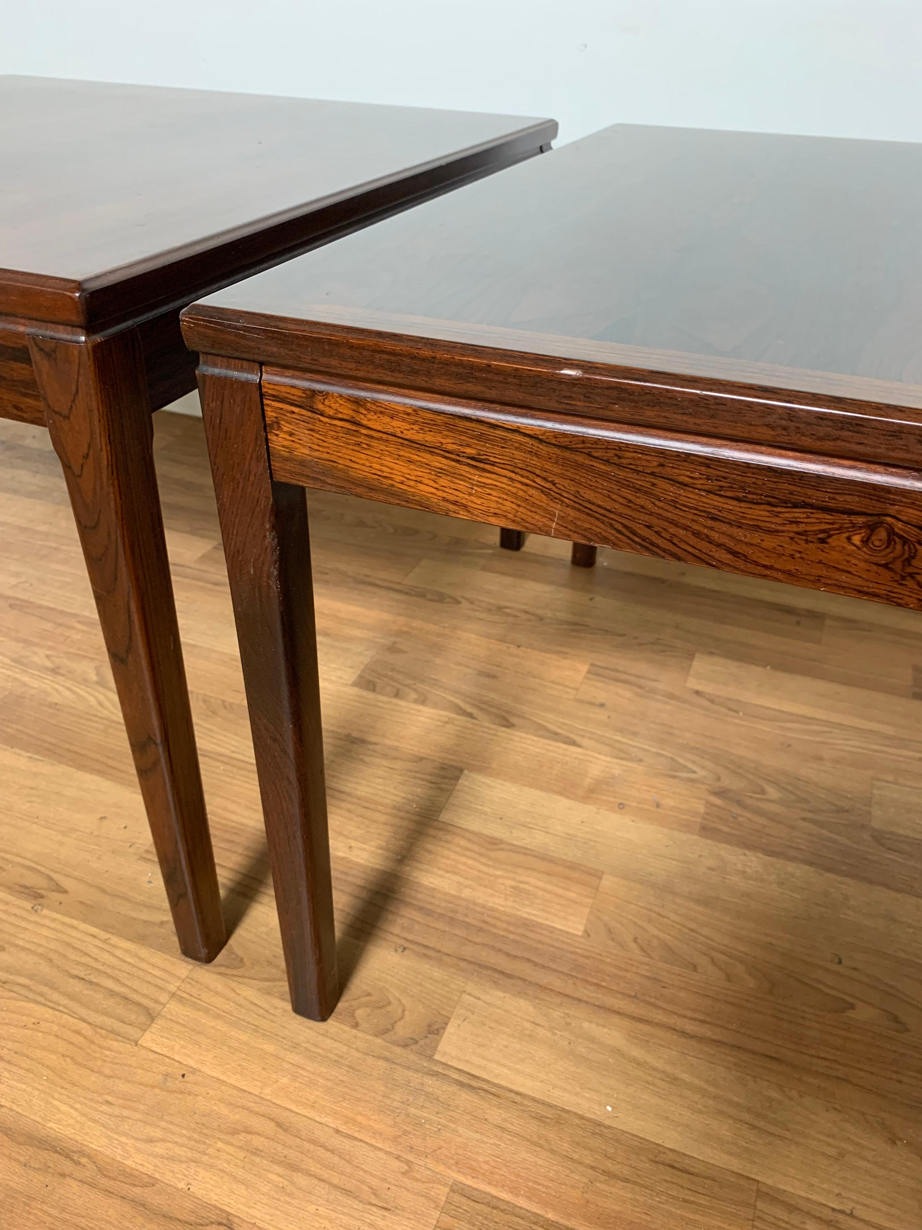 Late 20th Century Pair of Rosewood Side Tables, Made in Norway, Circa 1970s For Sale