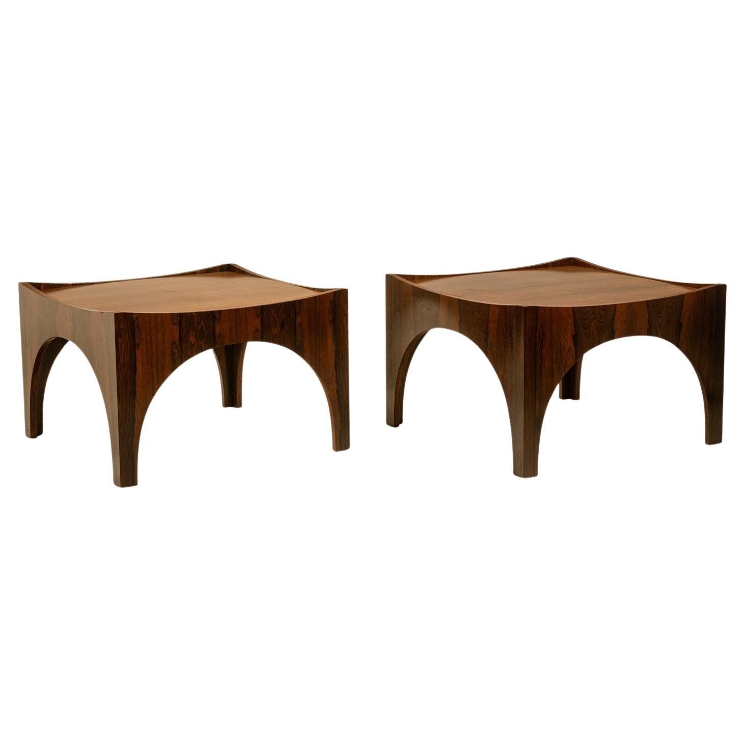 Pair of rosewood side tables or coffee tables. 1970s