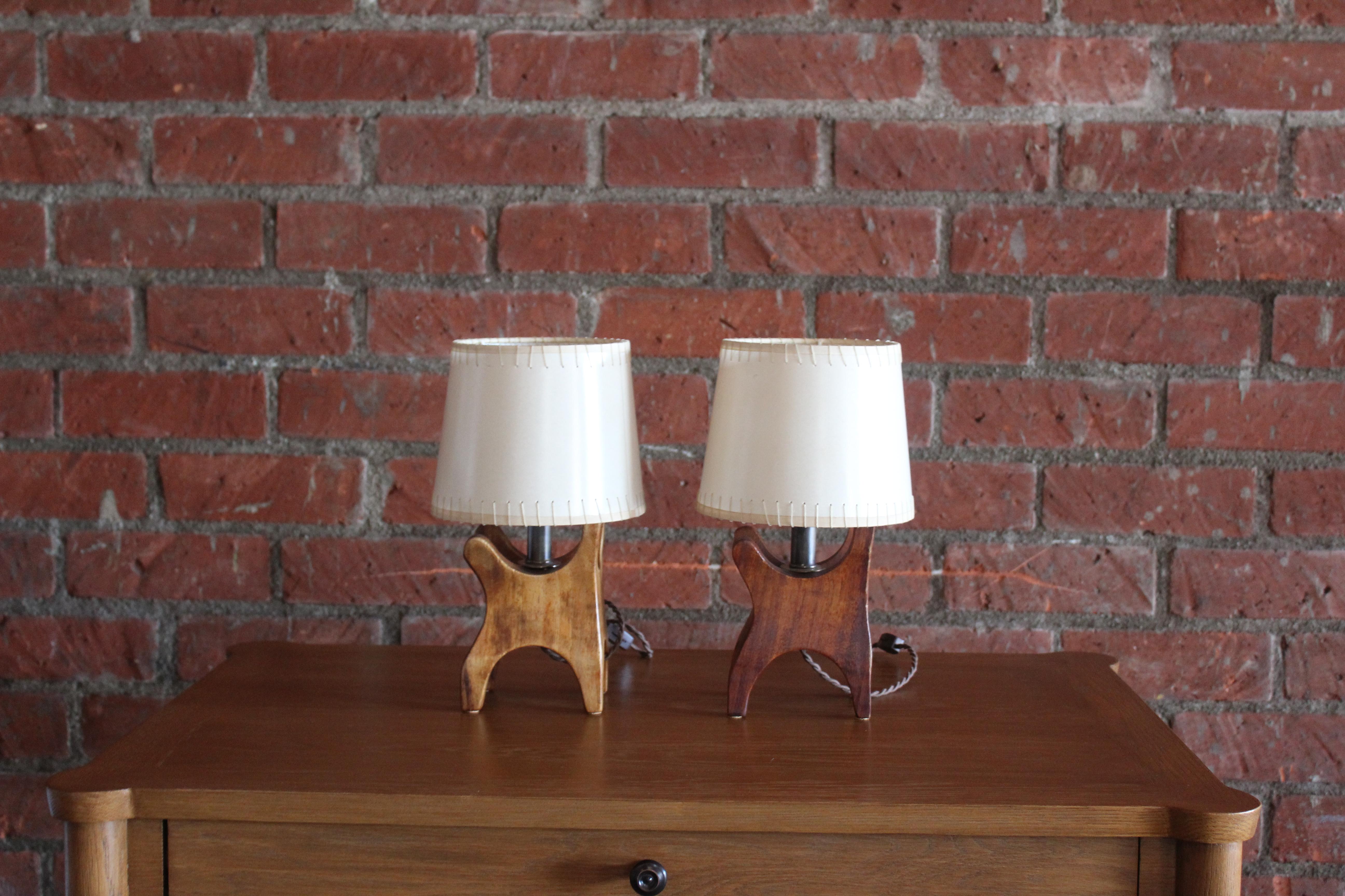 Pair of Rosewood Table Lamps by Don Shoemaker for Senal, Mexico, 1960s 9