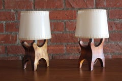 Pair of Rosewood Table Lamps by Don Shoemaker for Senal, Mexico, 1960s