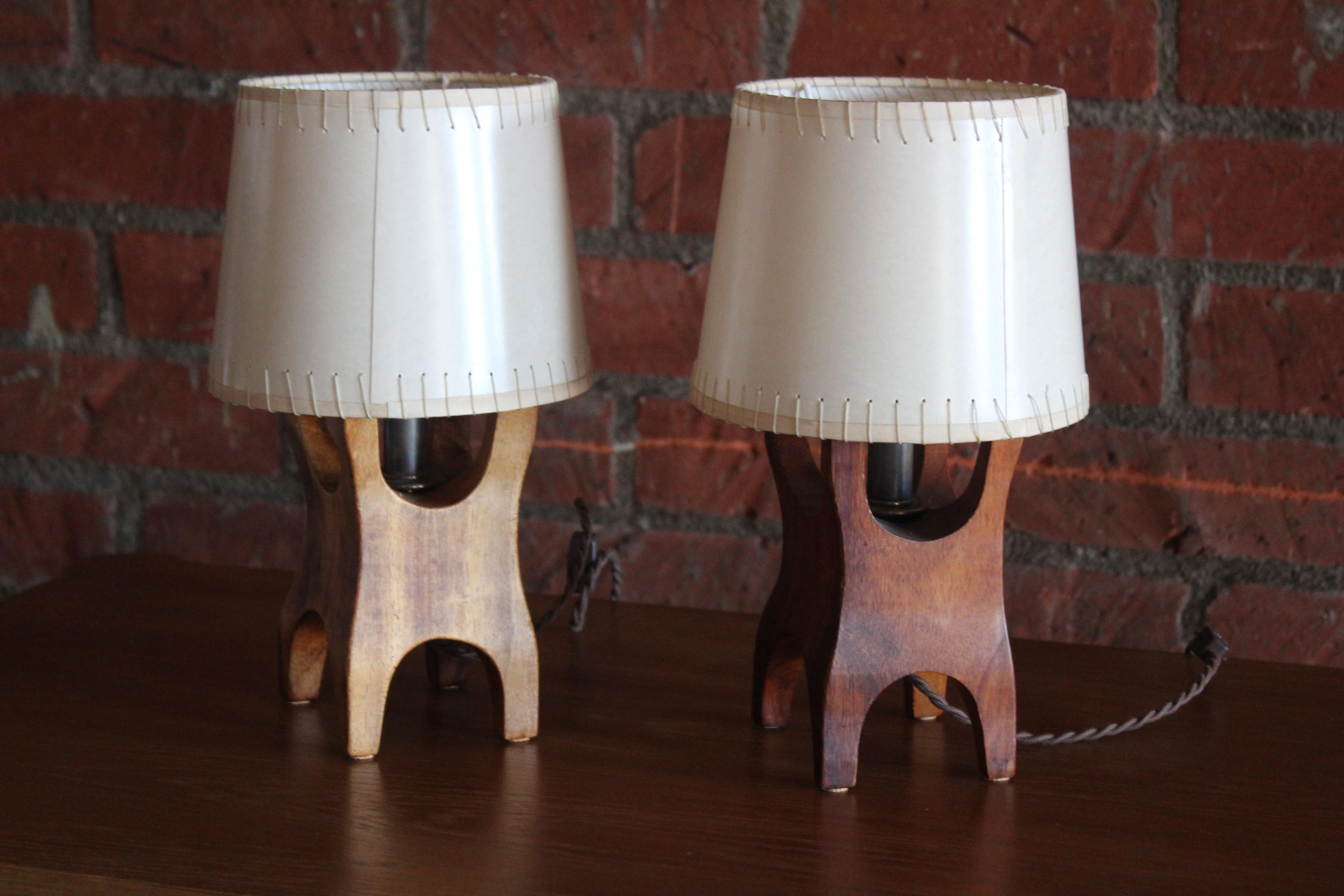 Pair of Rosewood Table Lamps by Don Shoemaker for Senal, Mexico, 1960s 11