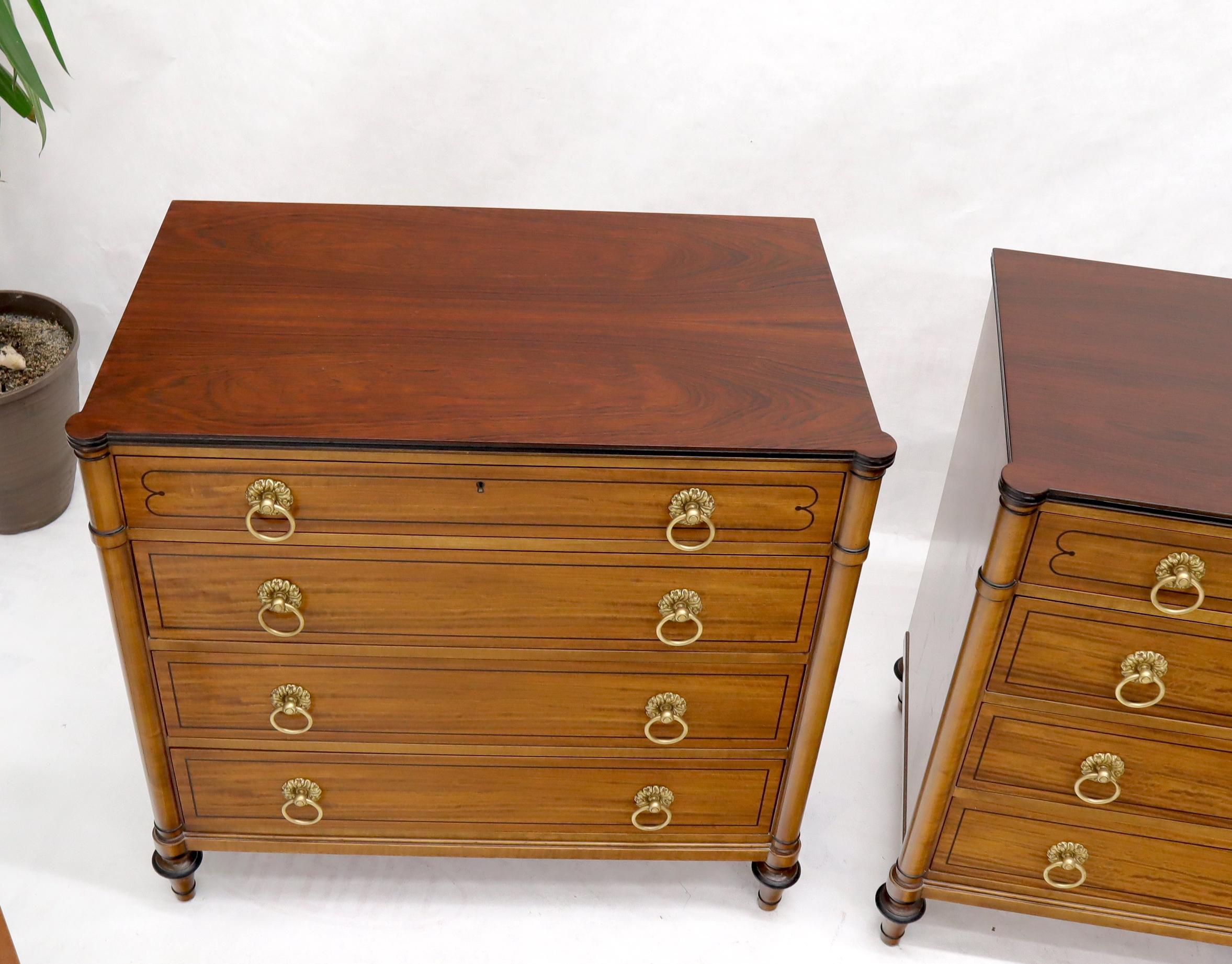 Pair of Hollywood Regency style rosewood tops bachelor chests by Kittinger. Pair of super high quality decorative cabinets.