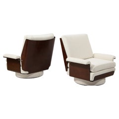 Pair of Rosewood "Viborg" Armchairs by Bernard Brunier, France, 1970's