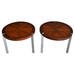 Pair of Rosewood, Walnut and Chrome Side Tables from Lane, ca. 1965
