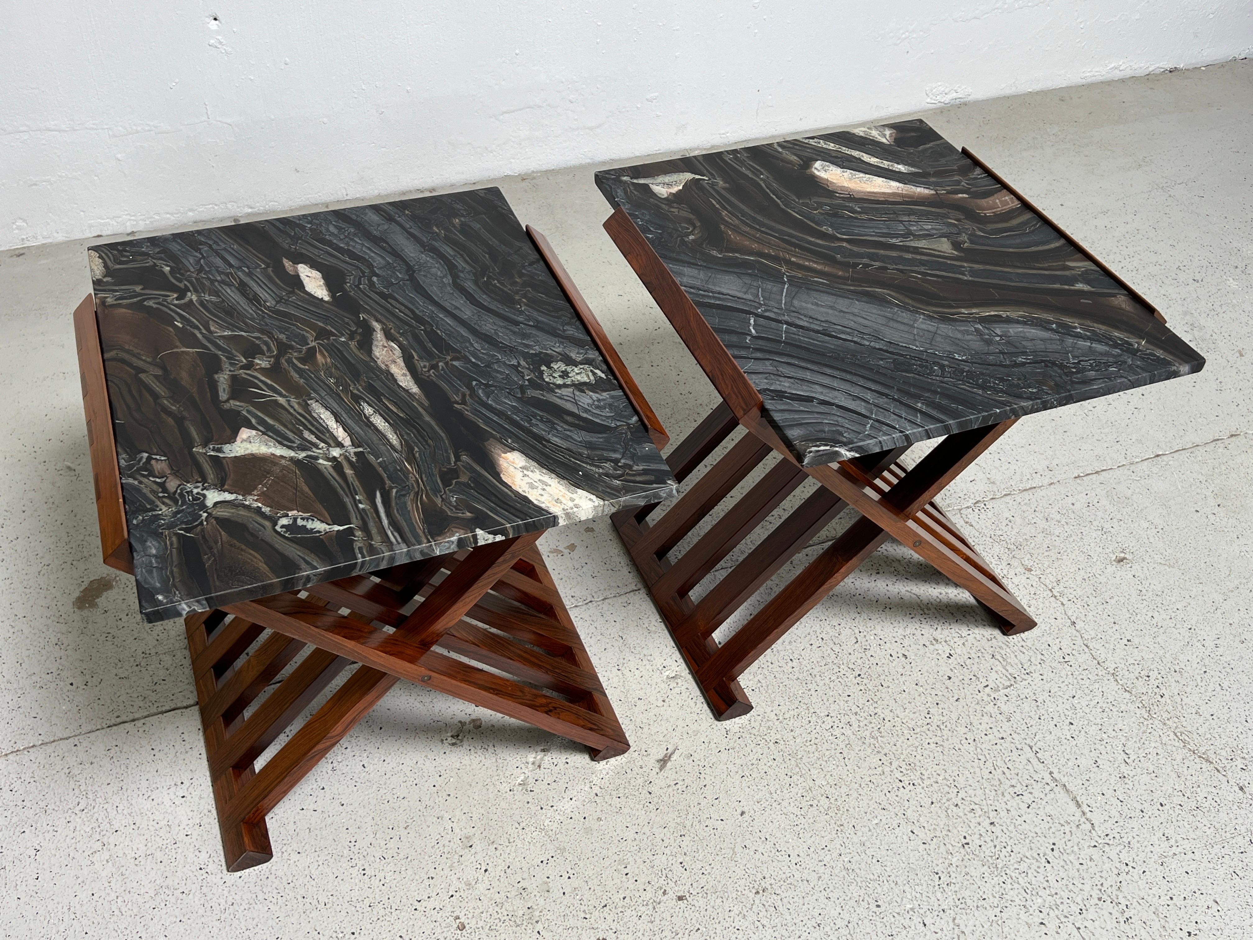 Pair of Rosewood X-Base Tables by Edward Wormley for Dunbar 6