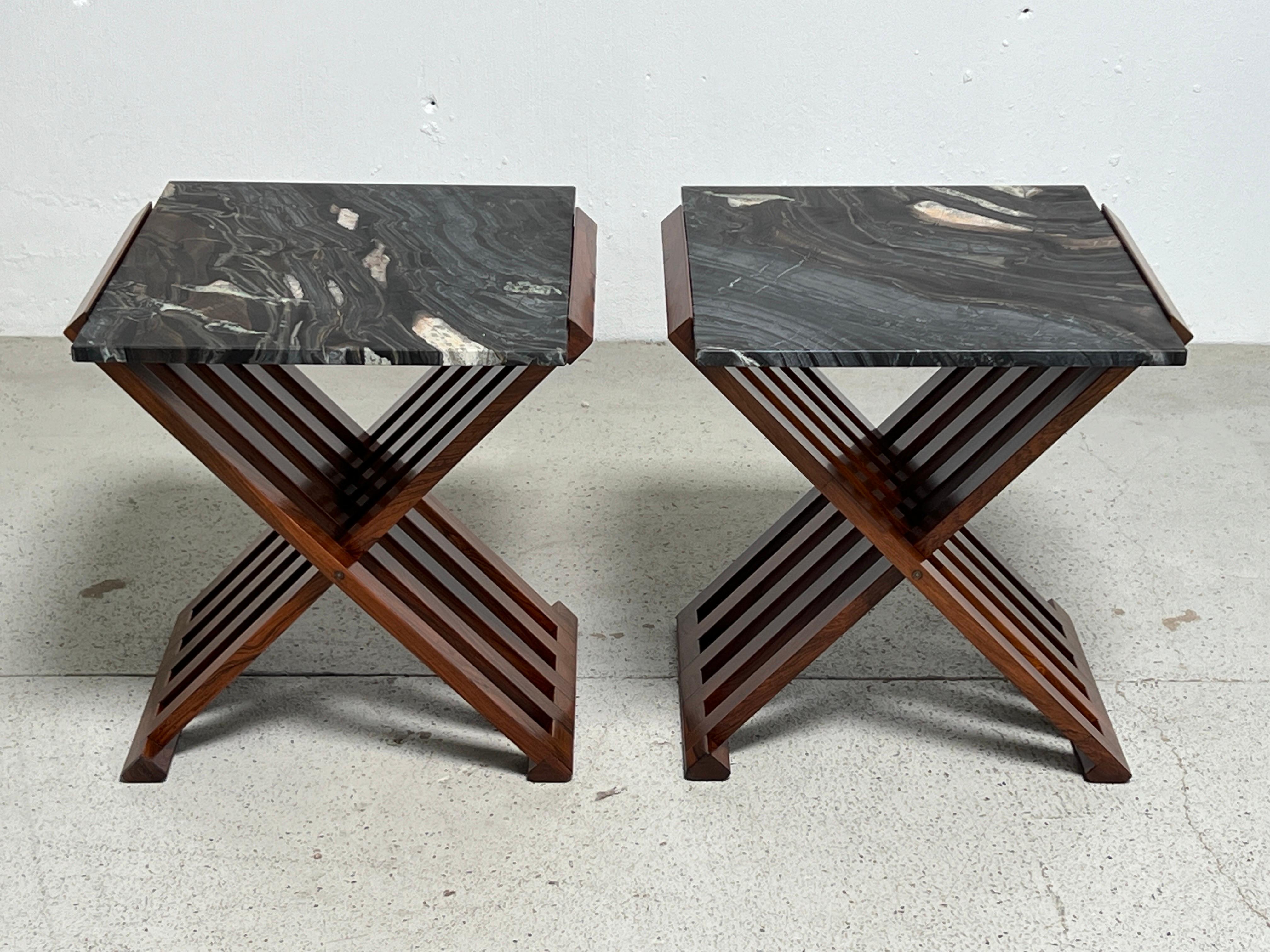 Pair of Rosewood X-Base Tables by Edward Wormley for Dunbar 8