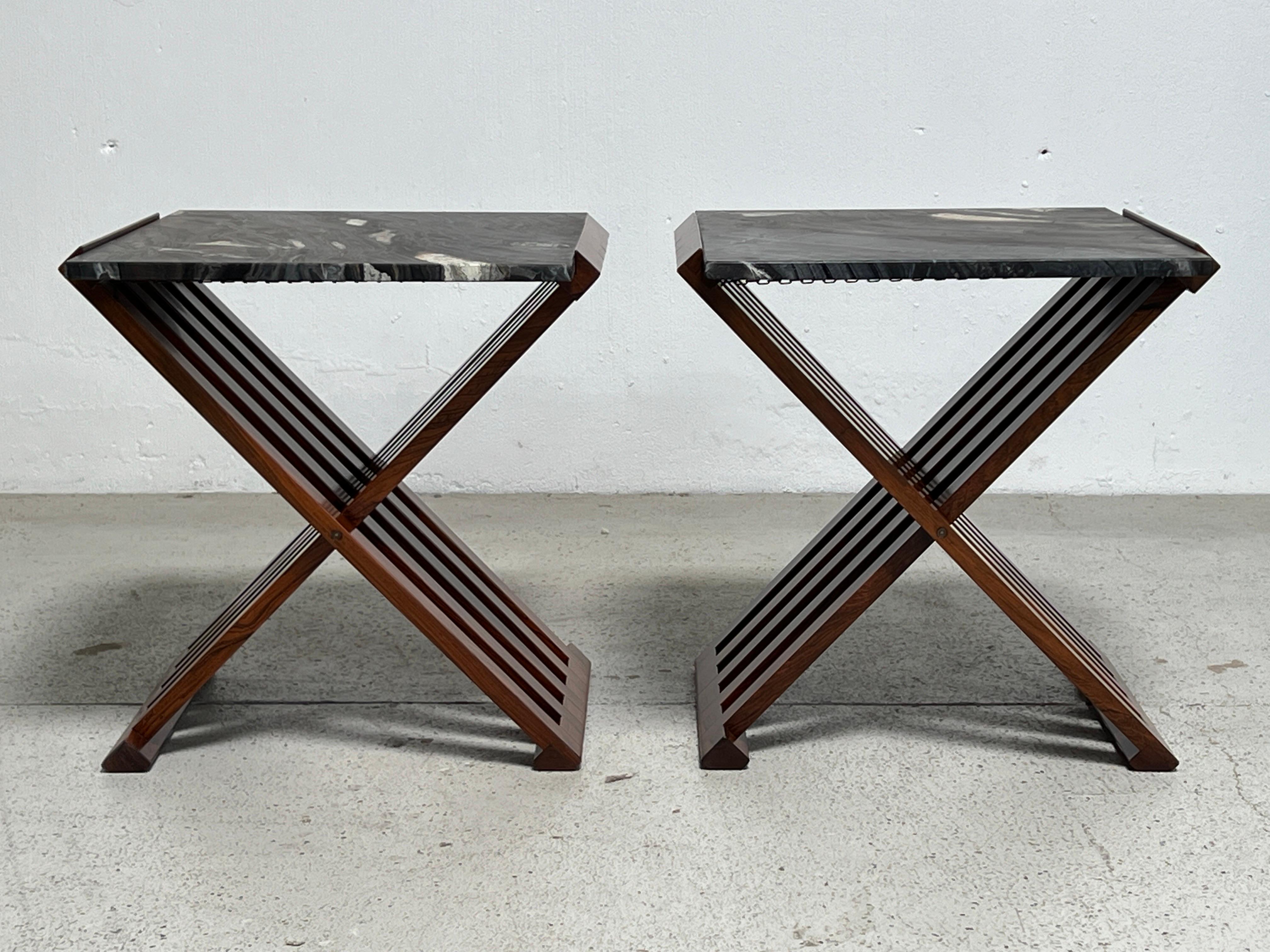 Pair of Rosewood X-Base Tables by Edward Wormley for Dunbar 9