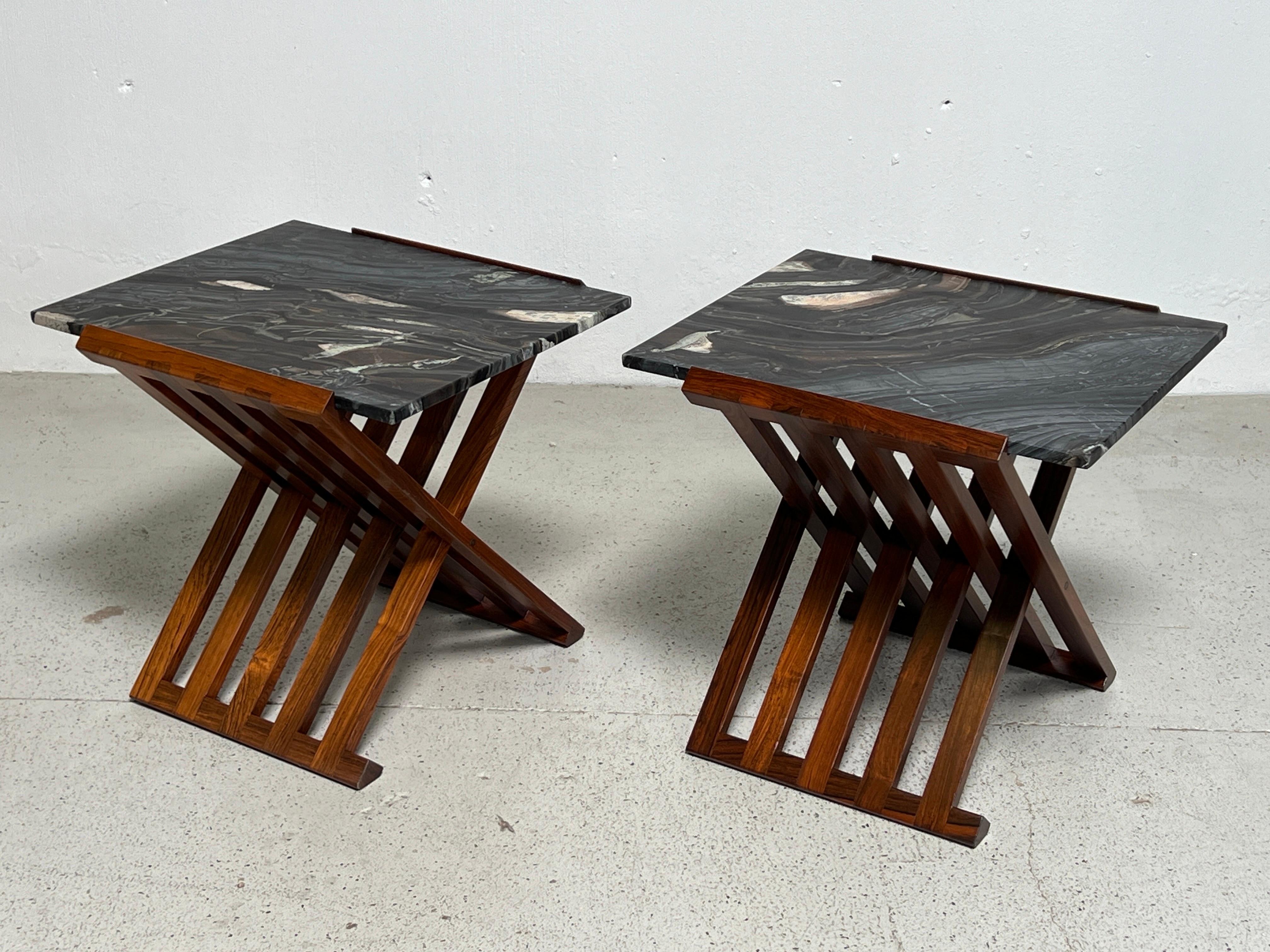 Pair of Rosewood X-Base Tables by Edward Wormley for Dunbar For Sale 13