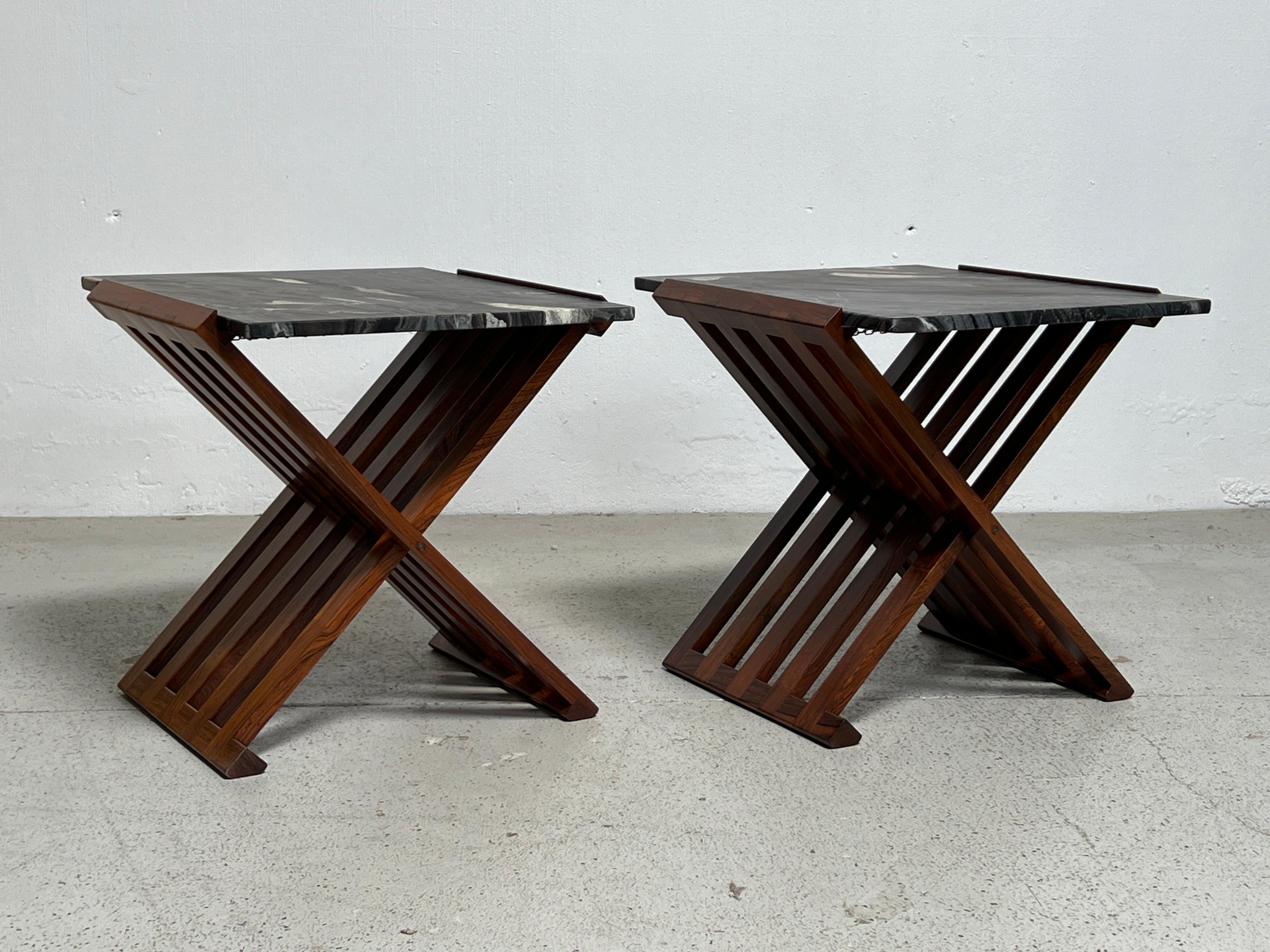 Pair of Rosewood X-Base Tables by Edward Wormley for Dunbar For Sale 3