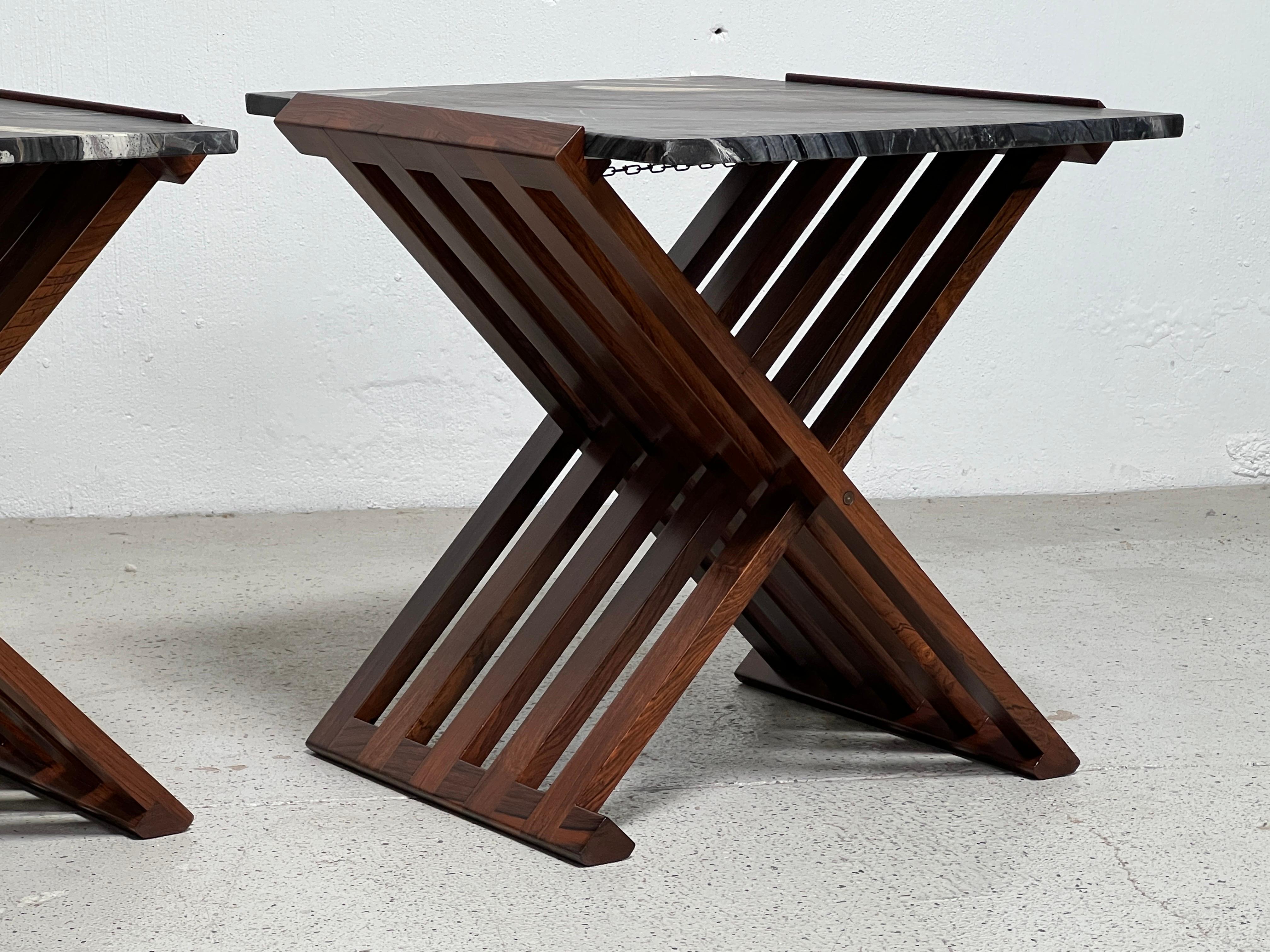 Pair of Rosewood X-Base Tables by Edward Wormley for Dunbar 4
