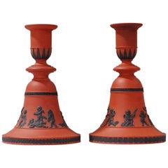 Pair of Rosso Antico Candlesticks, Wedgwood, circa 1820