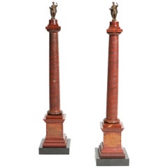 Pair of Rosso Antico Marble Grand Tour Columns